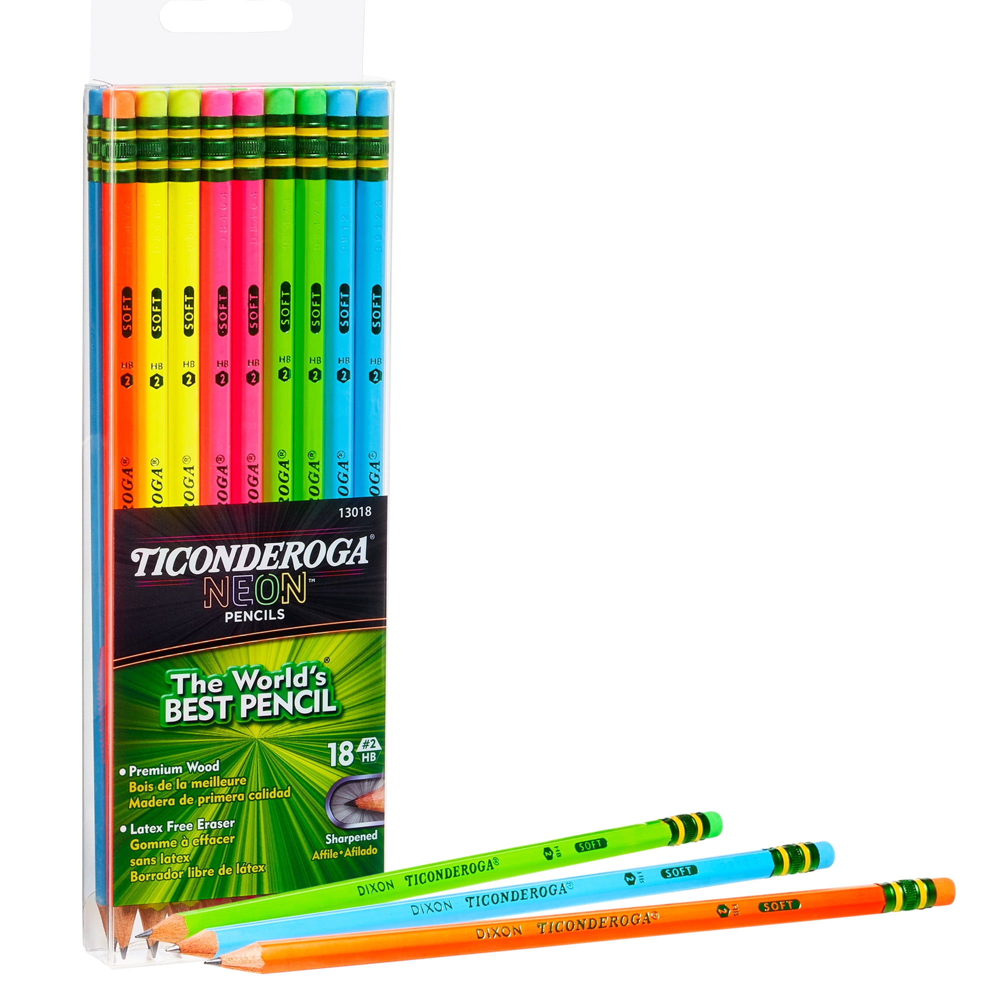 Ticonderoga Neon Graphite Pencils, Pre-sharpened, Smooth Writing (Assorted Colors, 36 Count) zrbvt