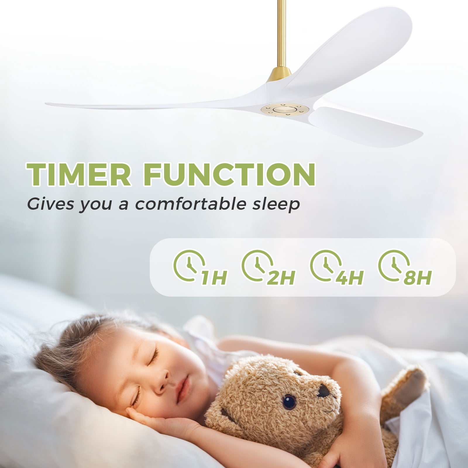 Sofucor 60 in Modern Smart Ceiling Fan with DC Motor and App Control (Gold, 60 in) px8xz