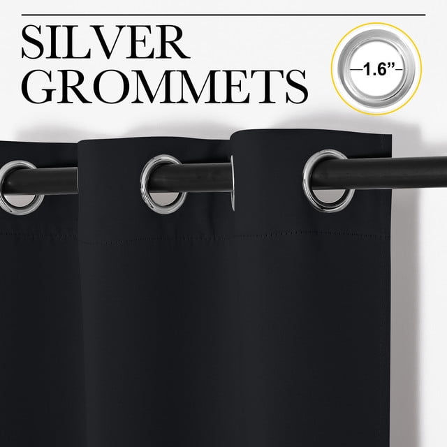 NICETOWN Blackout Curtains for Kitchen and Bedroom, Thermal Insulated Window Drapes (Black, 52 in x 63 in, Set of 2) l41u2