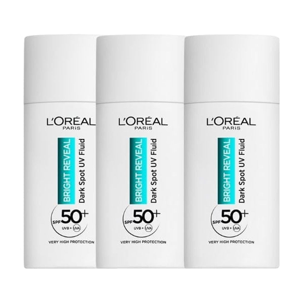 L’Oréal Paris Bright Reveal Dark Spot UV Fluid SPF 50+ Daily Sunscreen (1.69 fl oz, 3 Pack) fumfp