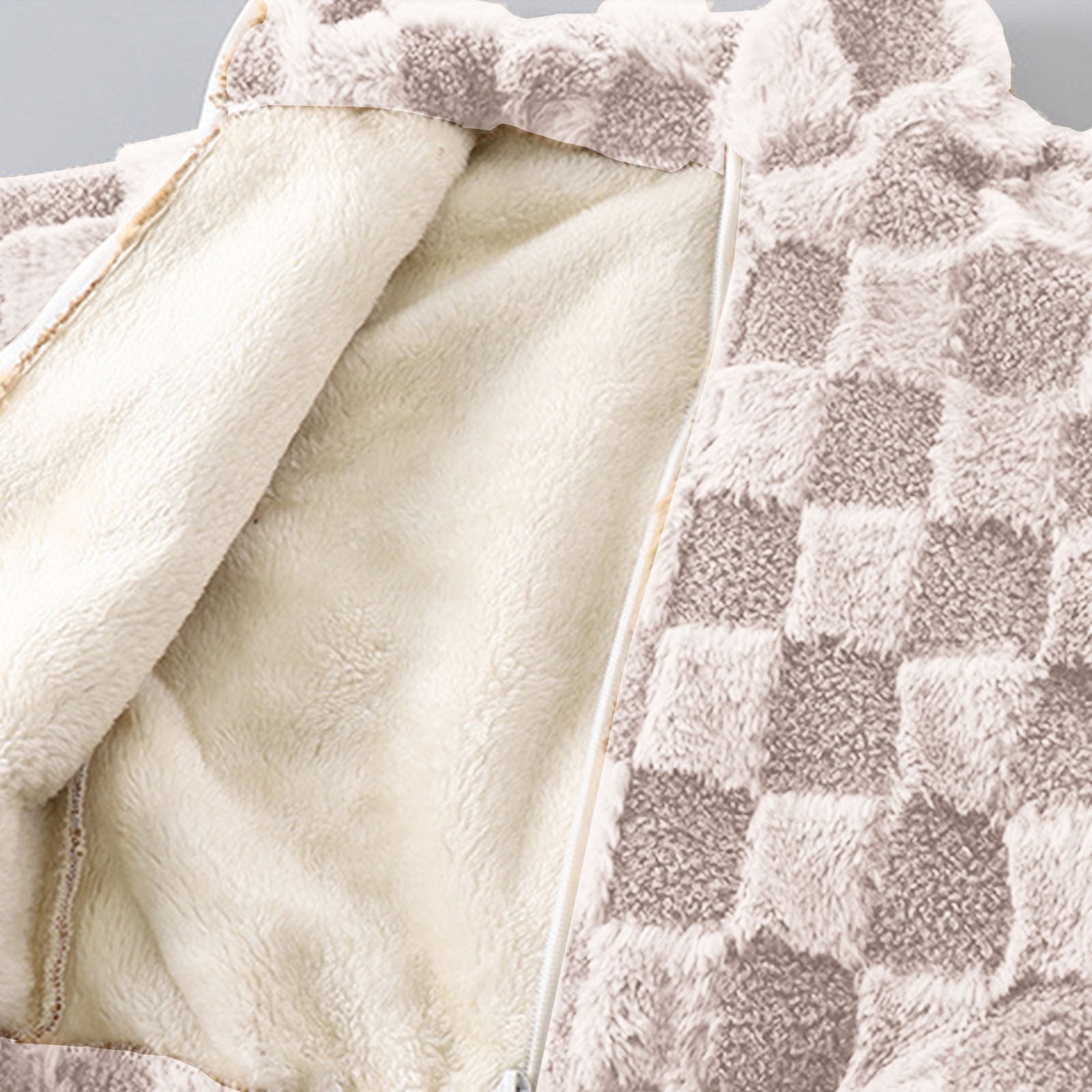 ELABCH Toddler Kids Fleece Jacket Full-Zip Sherpa Fuzzy Coat with Pockets (Beige, 3T) 3yce7