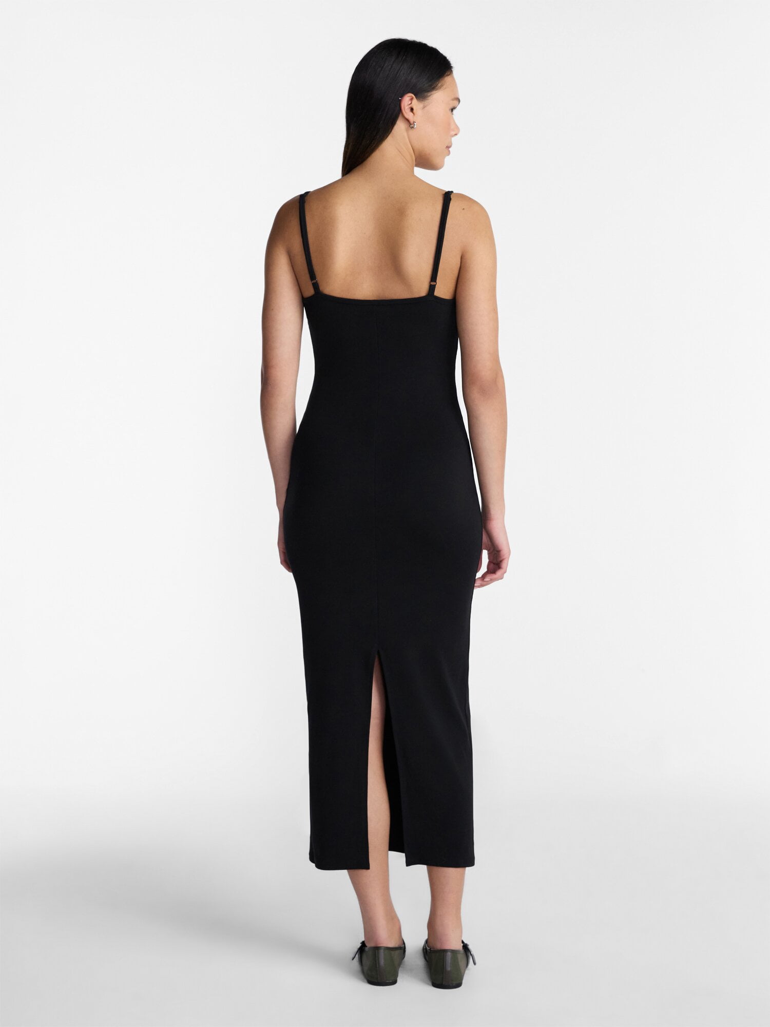 No Boundaries Ribbed Strappy Maxi Dress (Black, XXL) bhl09
