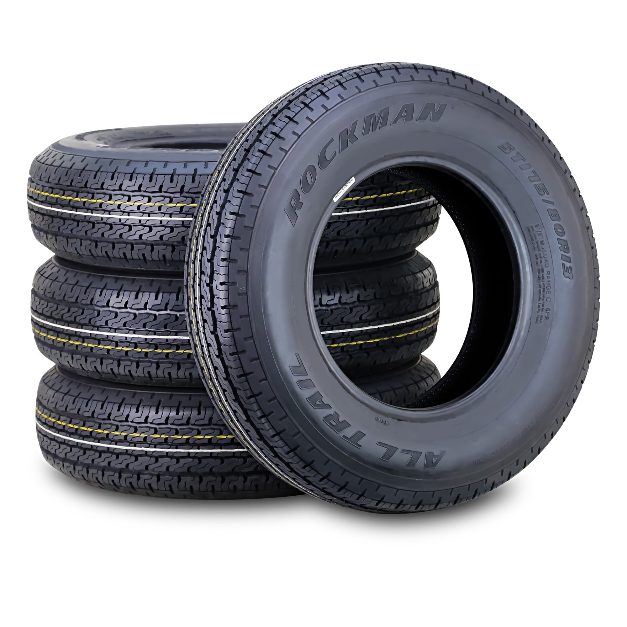ROCKMAN ST175/80R13 Trailer Tire 6-Ply Load Range C Steel Belted Radial (Set of 4) r3t5b