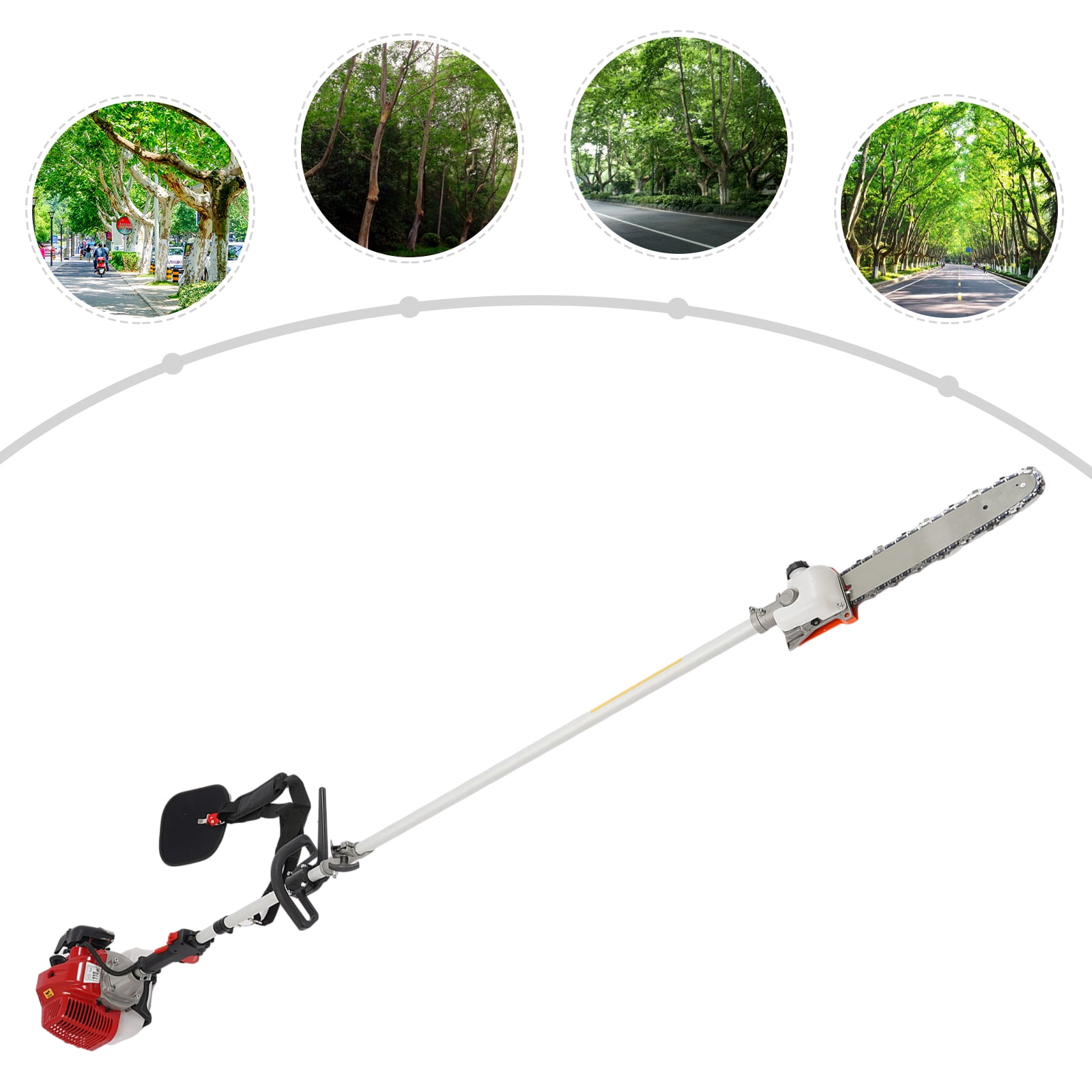 CNCEST Gas Powered 2-Stroke Trimmer Saw, Retractable Long Pole Tree Branch Pruner (Red, 12 in) kmyl1 - Image 5