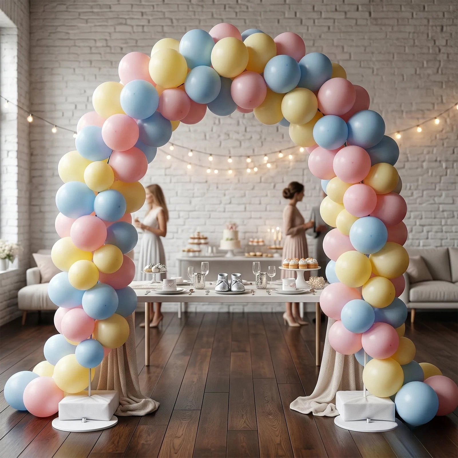 Kicpot Balloon Arch Kit with Stand, Professional Party Garland Set for Weddings and Baby Showers (Yellow, 10ft x 9ft) 5okx7