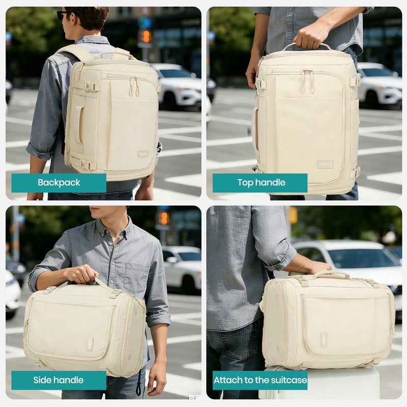Joyway Travel Backpack Large Capacity Carry On Weekender Bag with Shoe Compartment and Laptop Sleeve (Beige, 18 in x 12 in x 8 in) 750ao