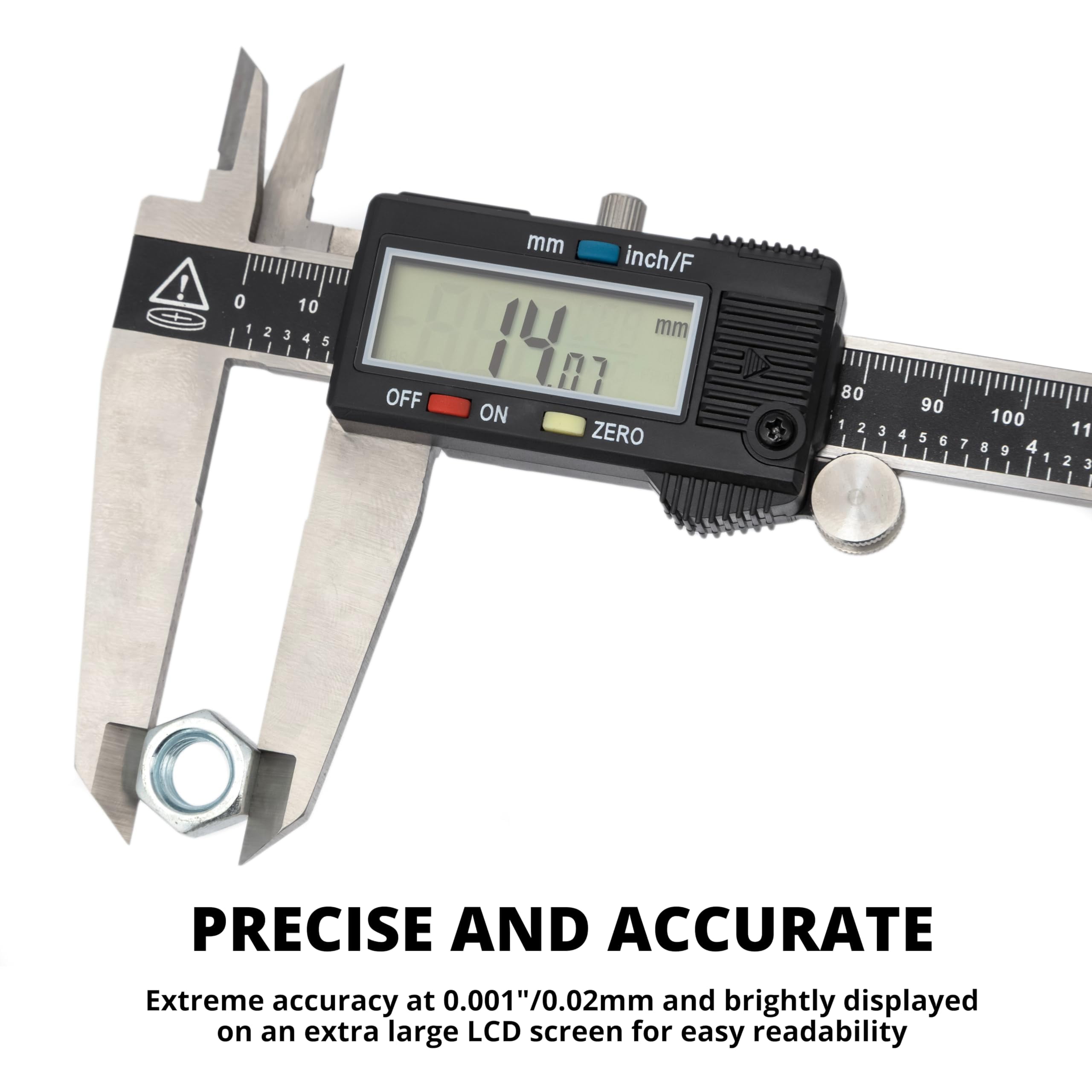 Neiko 01409A Electronic Digital Caliper, Stainless Steel Precision Measuring Tool with Extra Large LCD Display (Black, 12 in) mhuyd