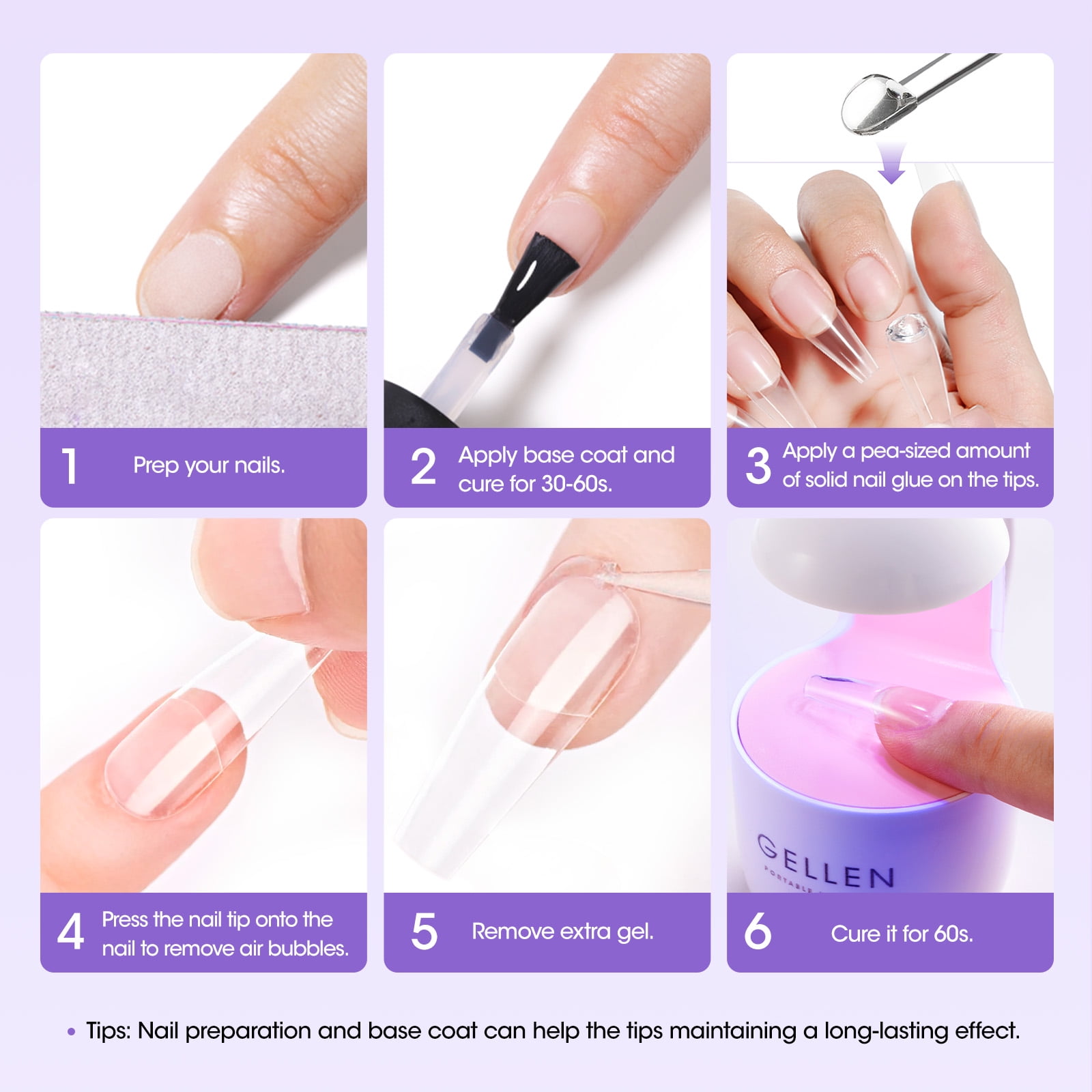 Gellen Solid Nail Glue Gel for Press-on Nails and Tips (Clear, 0.5 oz) phxux