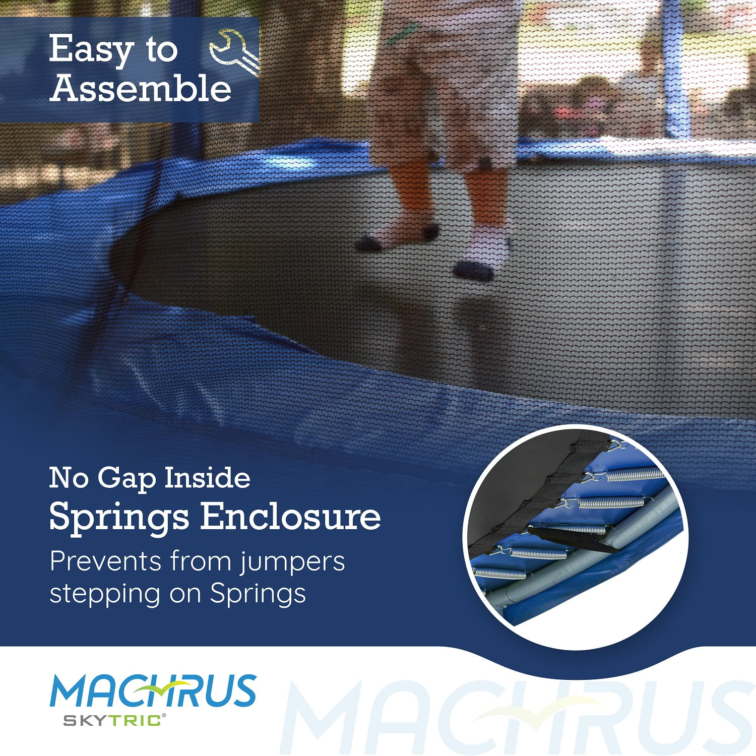 Upper Bounce Machrus Skytric 15 ft Round Trampoline with Safety Enclosure (Blue, 15 ft) iw85a