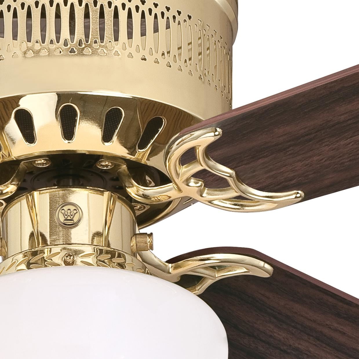 Westinghouse Casanova Supreme 42 in. Ceiling Fan with Light, Polished Brass Finish, Reversible Walnut/Oak Blades (42 in) ka8l0