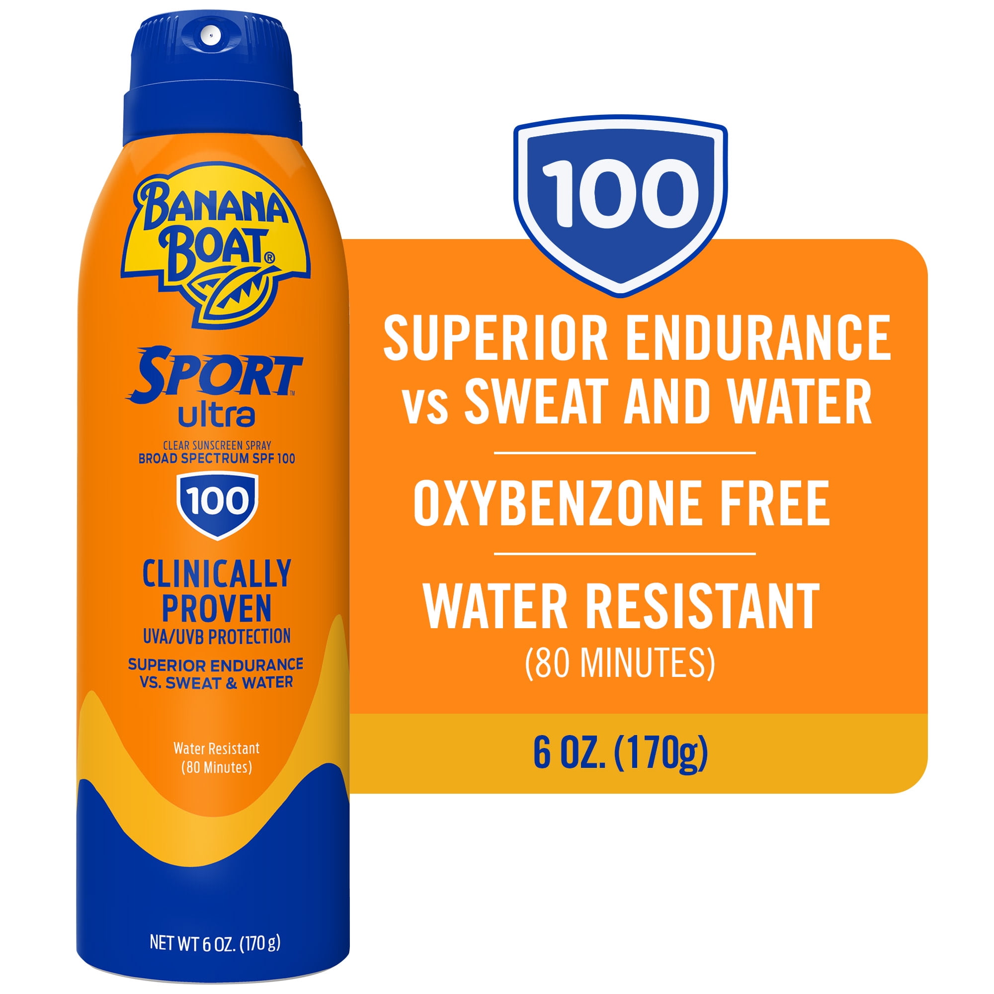 Banana Boat Sport Ultra SPF 100 Sunscreen Spray, High-Performance Broad Spectrum Sunblock (Clear, 6 oz) 9incd