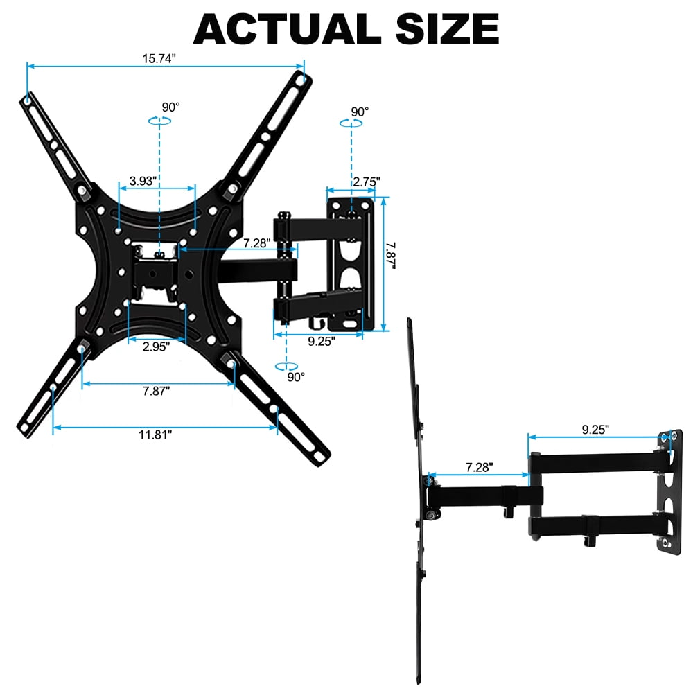 YUANYE Full Motion TV Wall Mount with Articulating Tilt Arm (Black, 14-55 in) ksxhn