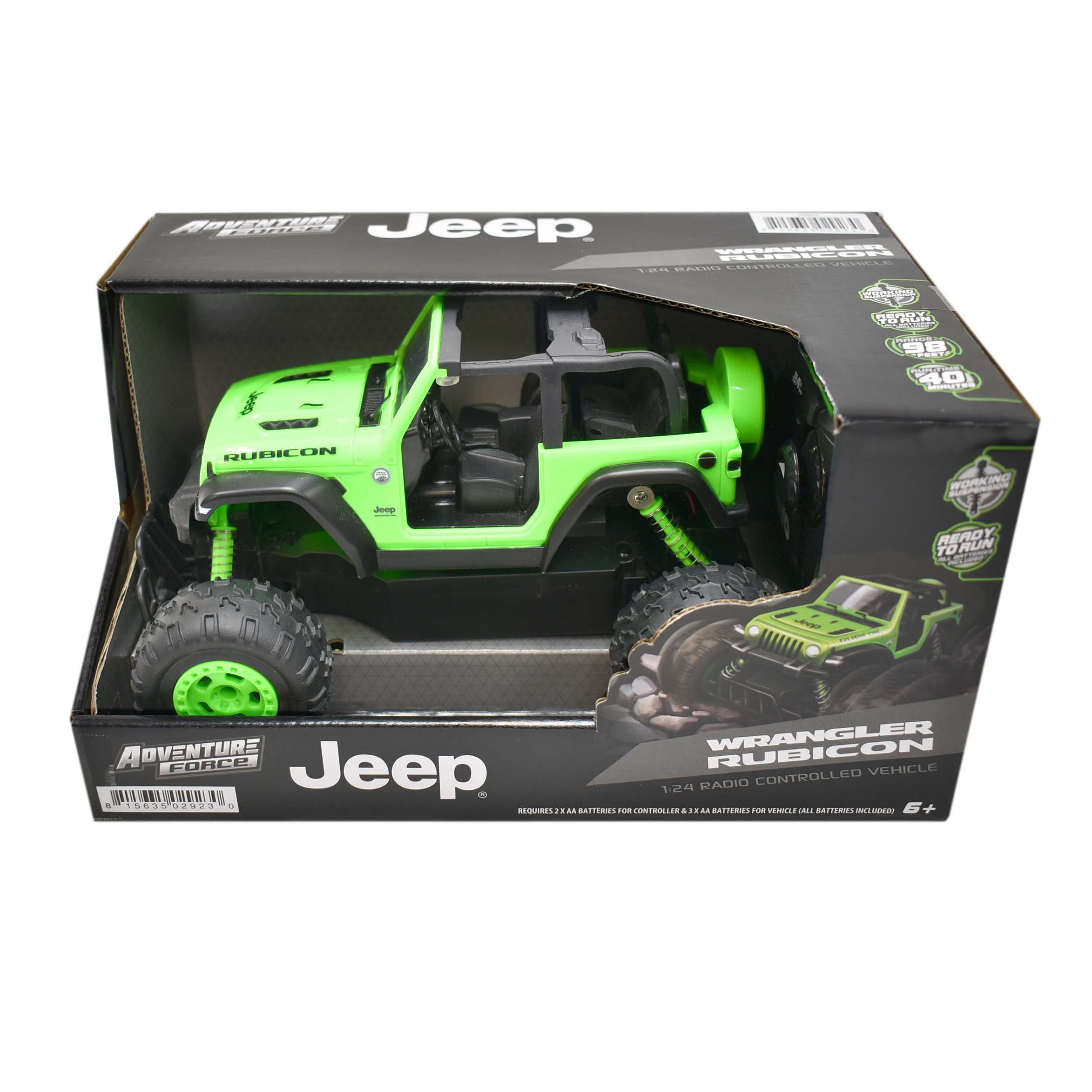 Adventure Force Radio Control Jeep Rubicon Off-Road Vehicle (Green, 1:24 Scale) kbl0m