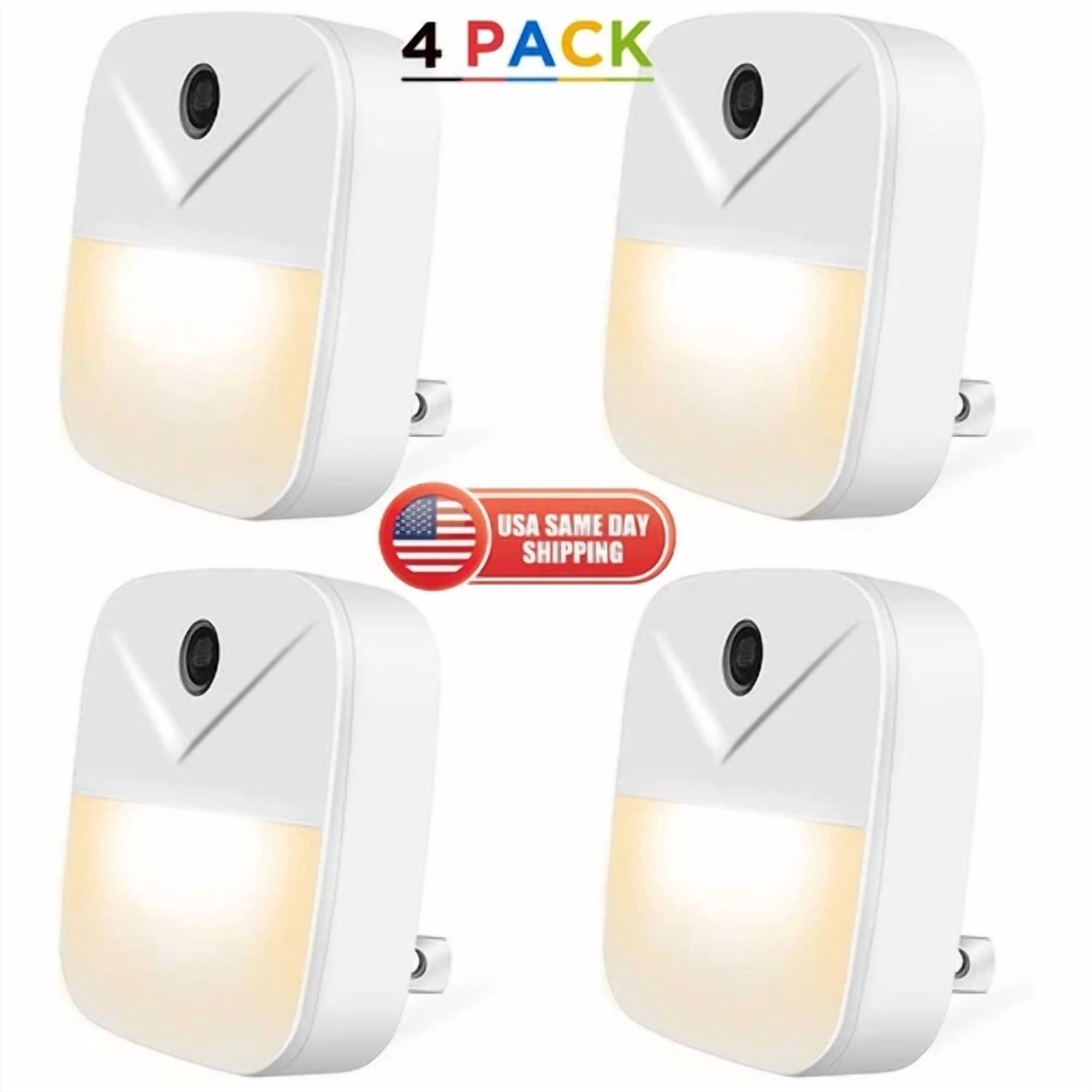 VAULT Plug-In LED Night Light with Motion Sensor for Bathroom and Hallway (4 Pack) zwsu9