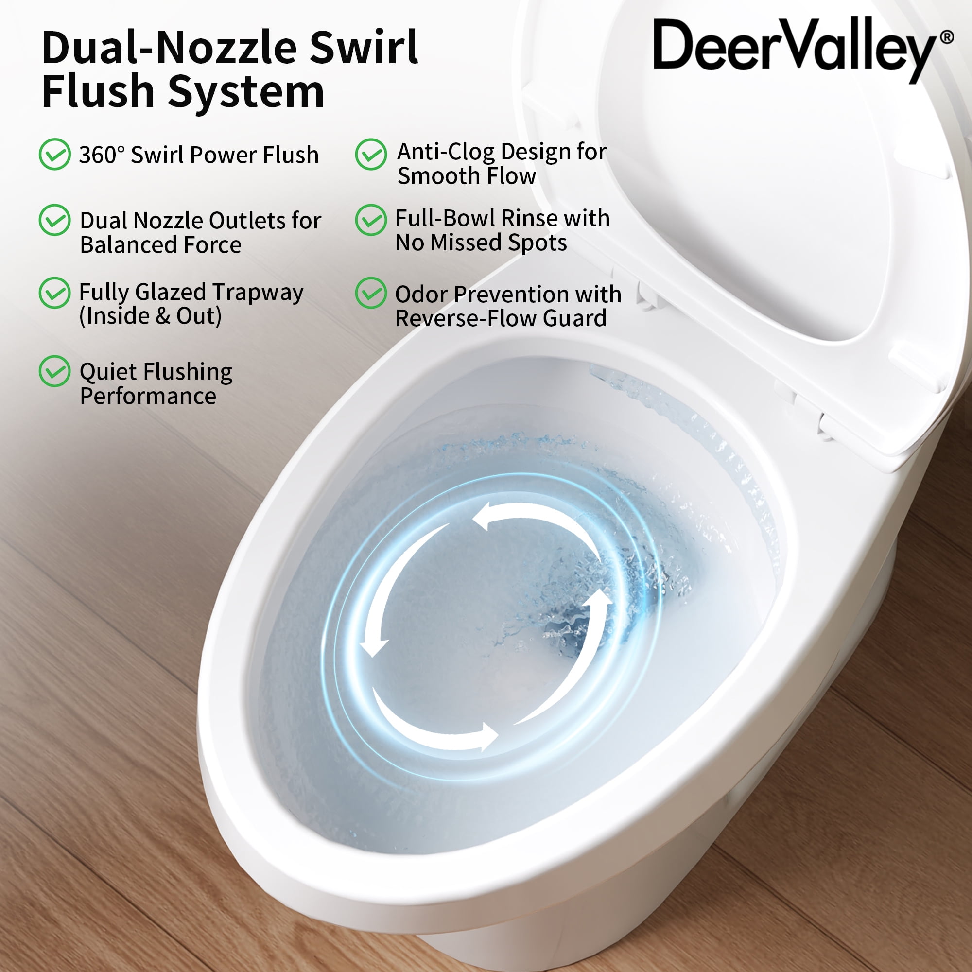 DeerValley 2-Piece Elongated Chair Height Toilet with Soft Close Seat (White, 1.28 GPF) 7mrc5