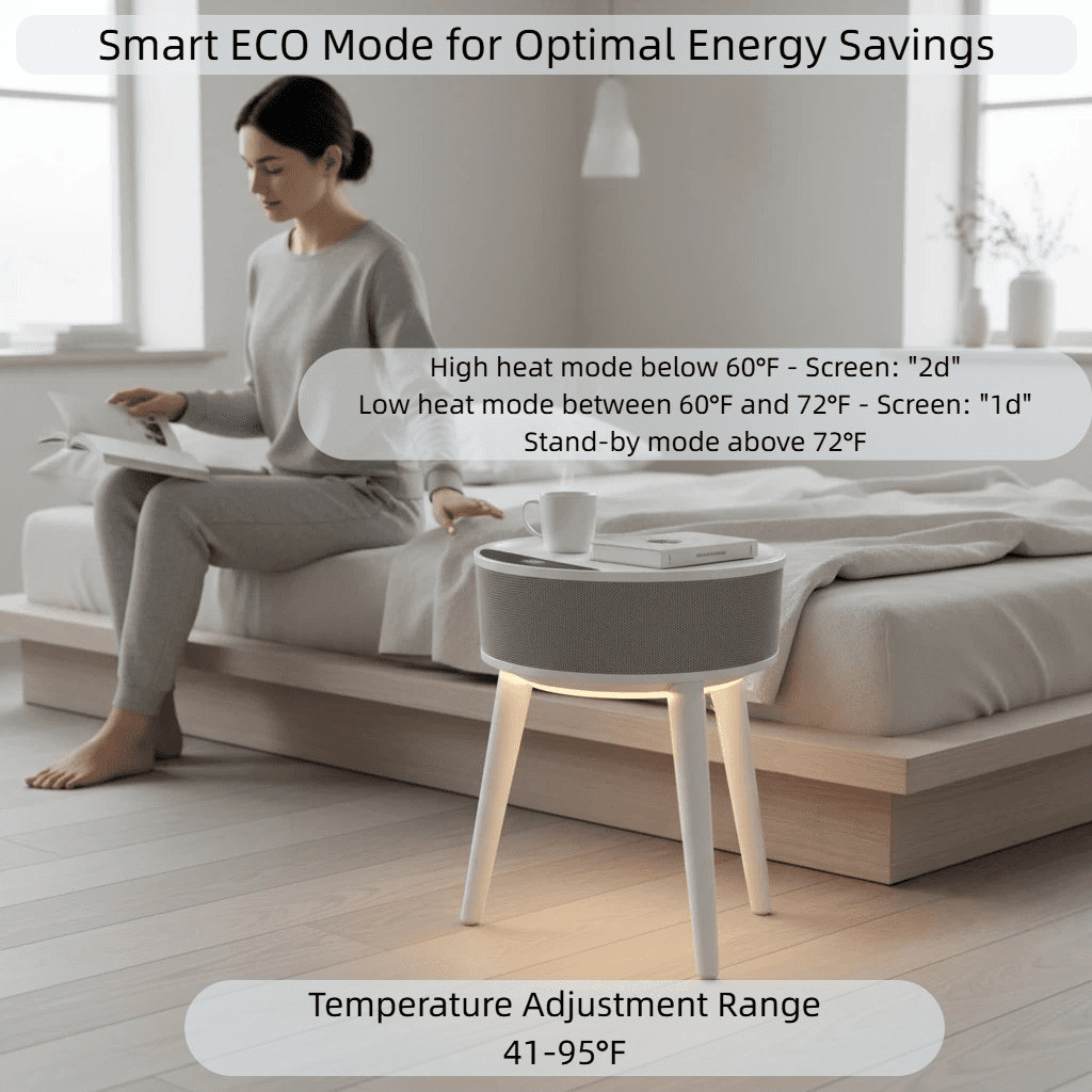 Onail 1500W Portable Ceramic Space Heater with Remote Control and Adjustable Thermostat (White) liiio - Image 5
