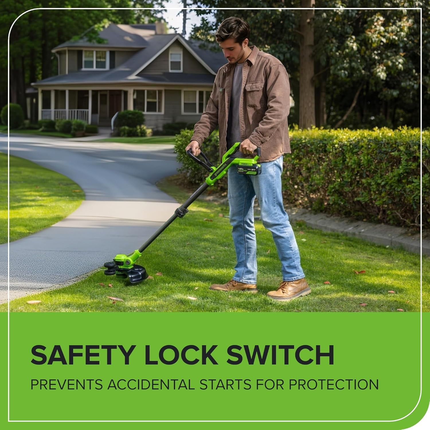 Greenworks 24V Cordless String Trimmer and Edger (Green, 12 in) rhtfp