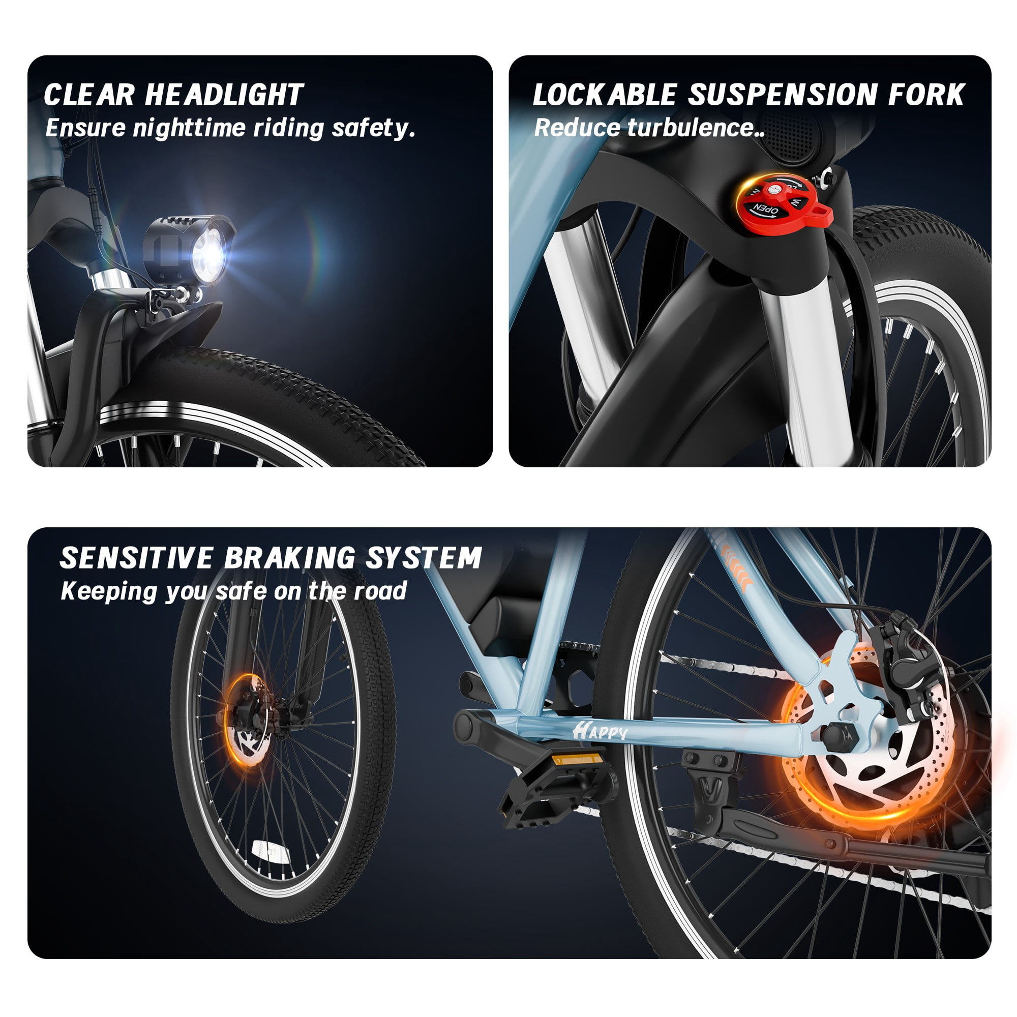 Joyhis Electric Mountain Bike for Adults, 500W Motor 22MPH Commuter E-Bike (Blue, 26 in) 9wqqo