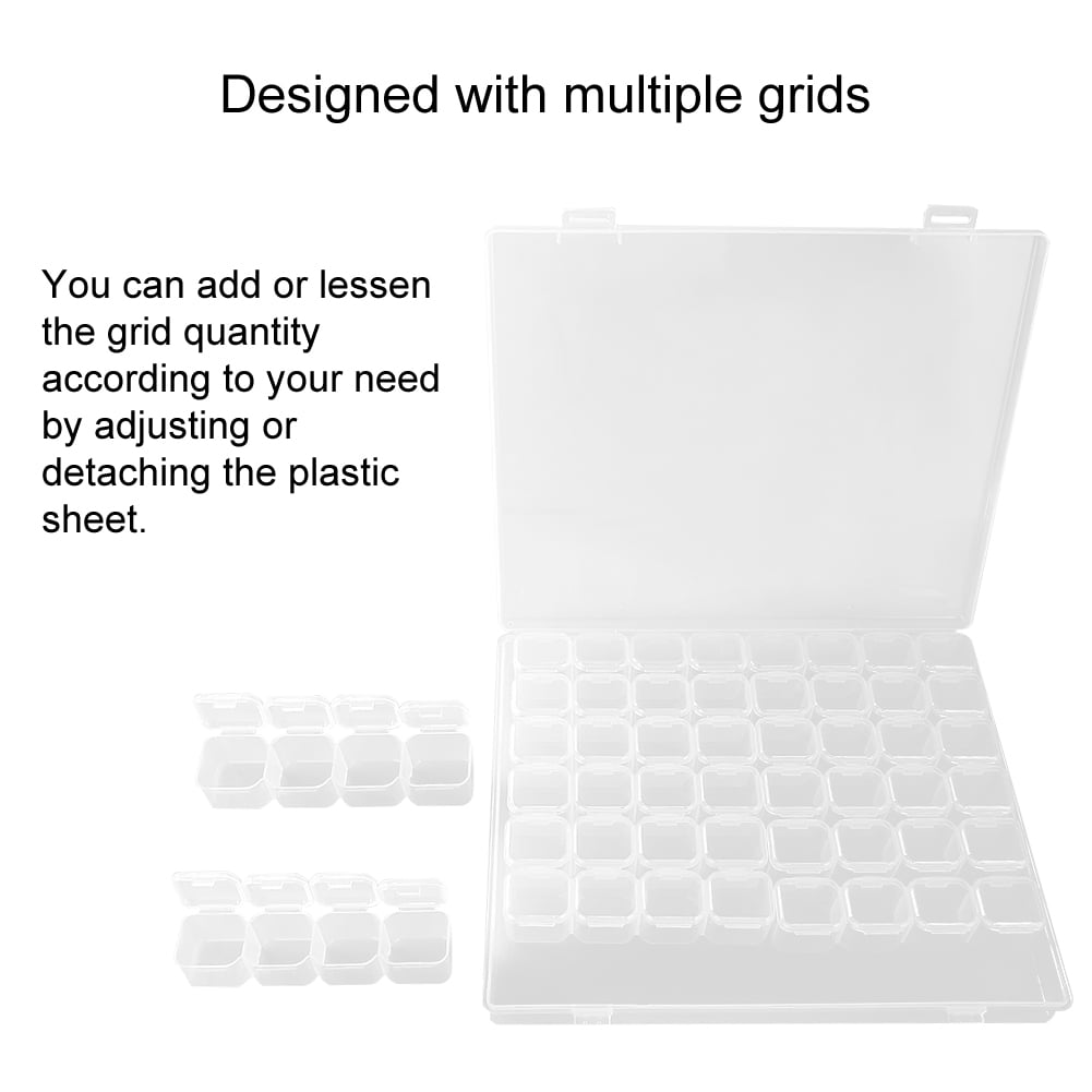 LIYJTK 56 Slot Diamond Painting Storage Container, Adjustable Plastic Bead Organizer for Nail Art and Craft Supplies (Clear, 56 Slots) ybaud