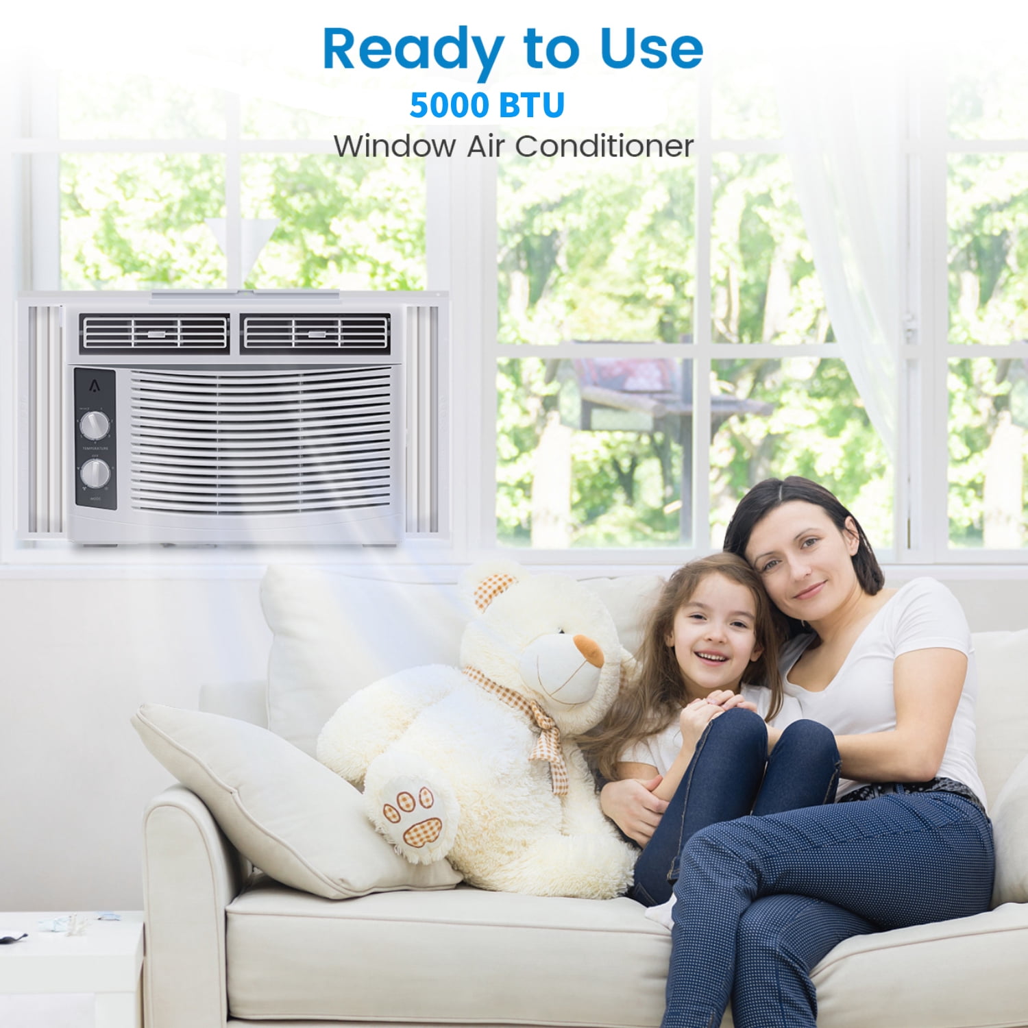 Missky 5000 BTU Window Air Conditioner, Compact Cooling Unit for Rooms up to 150 Sq.ft (White, 5000 BTU) a57w5