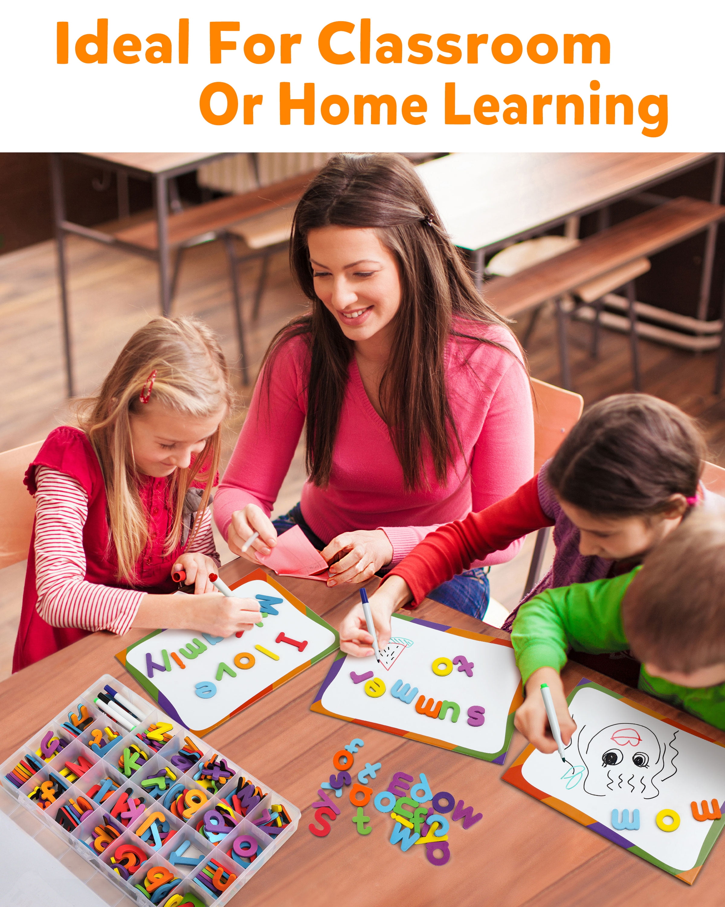Coogam Magnetic Alphabet Letters Set with Board and Markers (234 Pieces, Multicolor) 8ehko