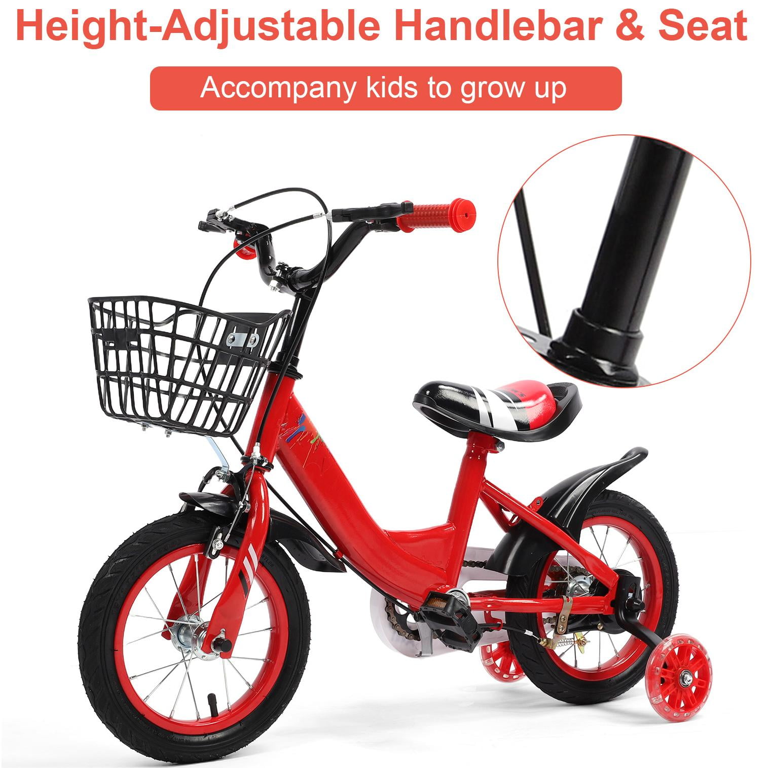 Eotvia Kids Bike with Training Wheels (Red, 12 in) hkvsa