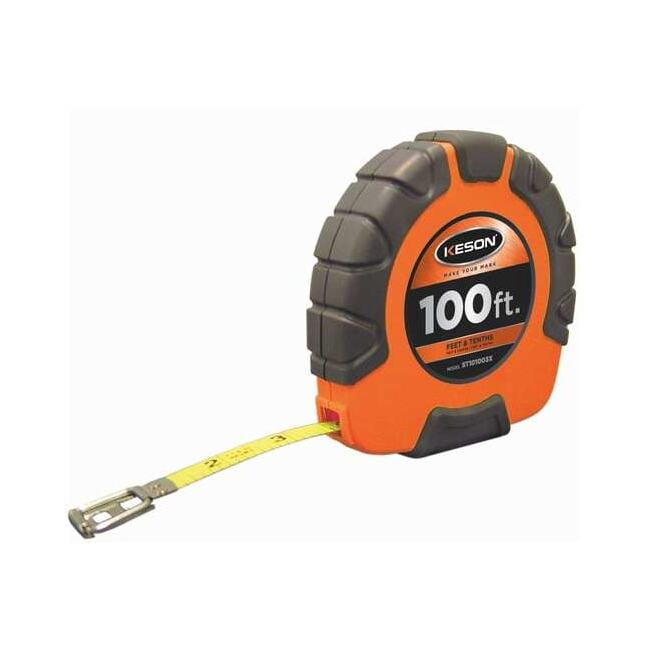 Keson Engineer's Tape Measure, Heavy-Duty Professional Measuring Tool (100 ft, 3/8 in Blade) 7r45n