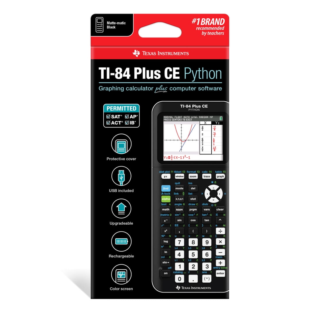 Texas Instruments TI-84 Plus CE Python Graphing Calculator (Black, 1 Unit) 8hylf