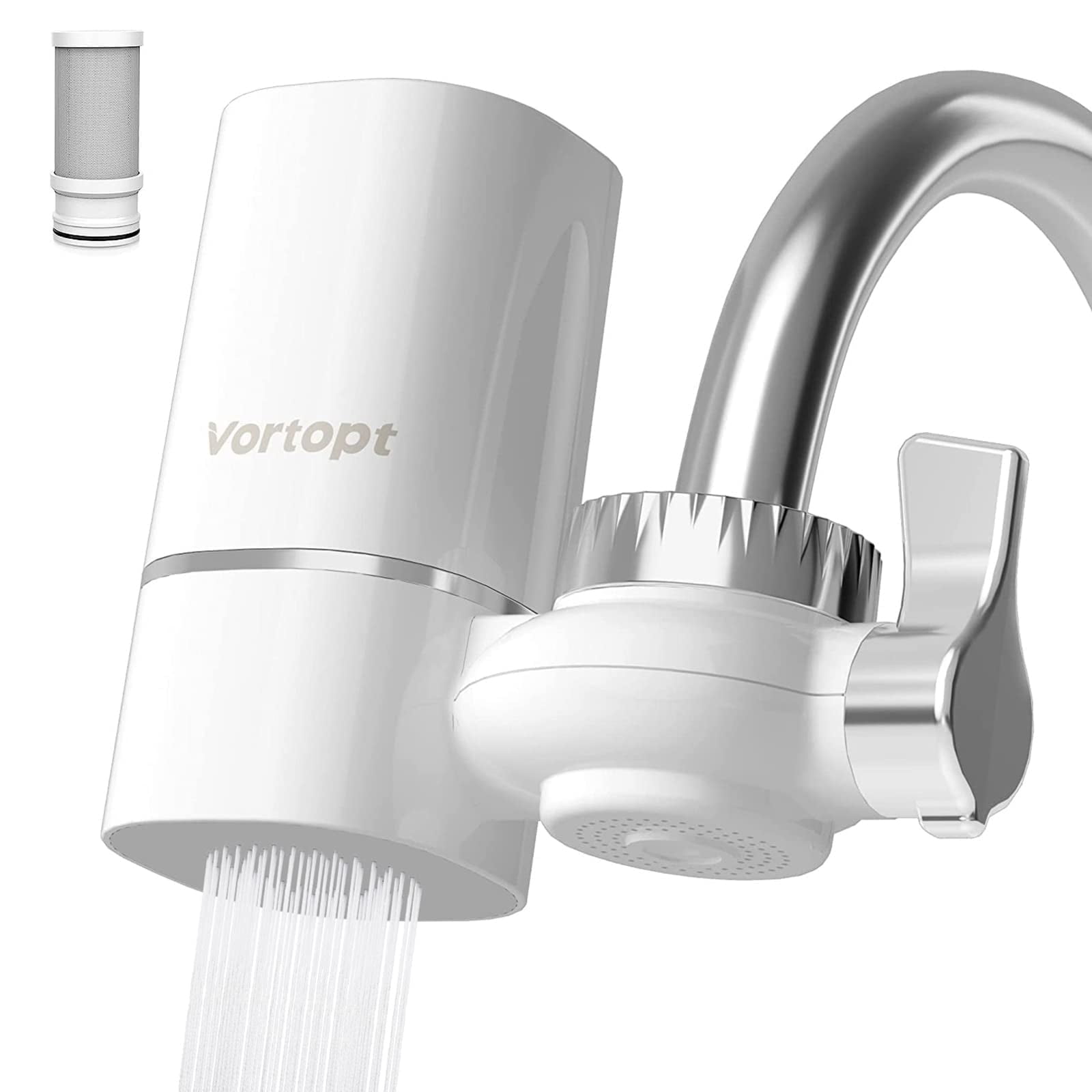 Vortopt T1 Faucet Water Filter, 5-Stage Filtration System for Kitchen Sink (White, 1 Count) 9yc7e