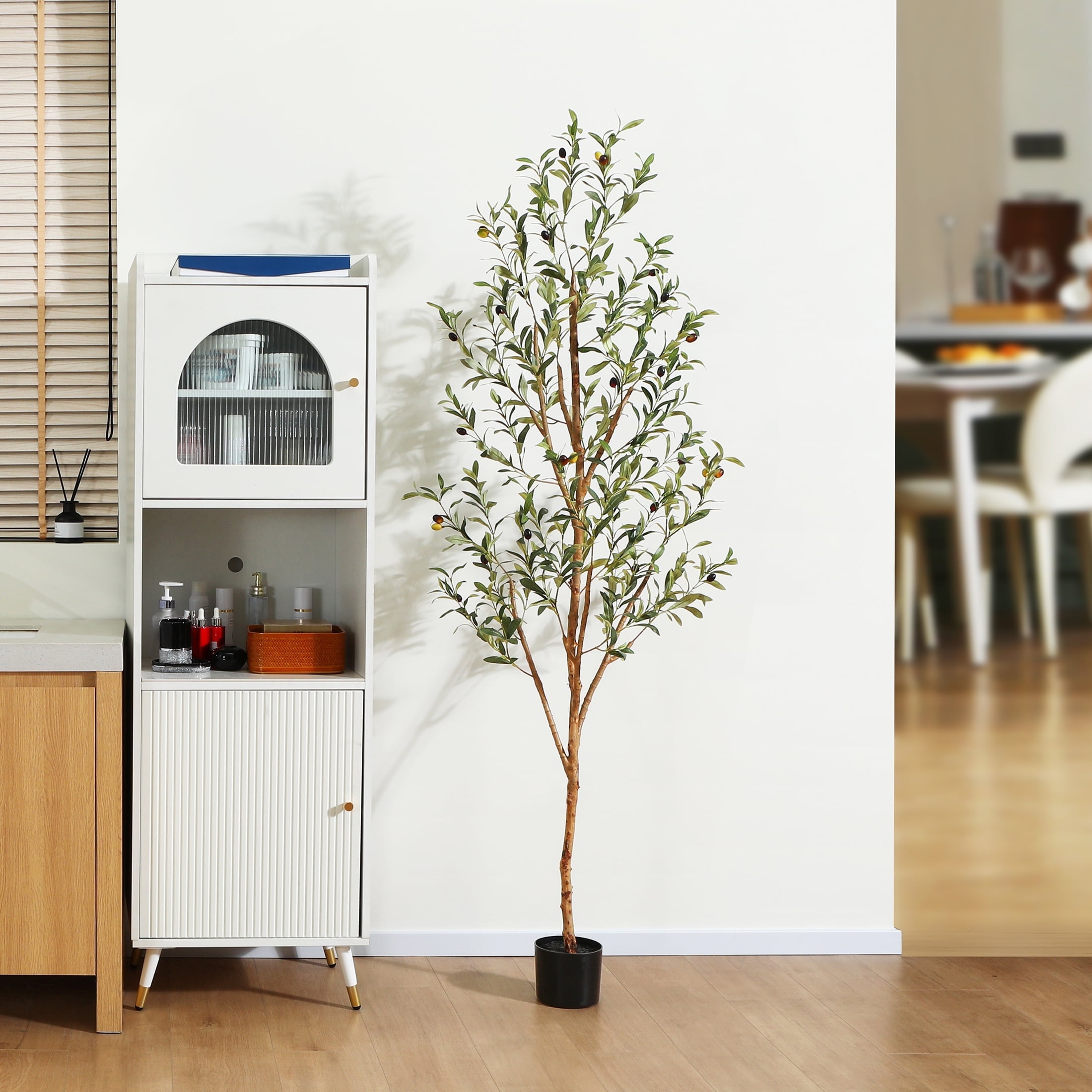 DR.Planzen Artificial Olive Tree with Realistic Leaves and Natural Trunk (Black, 6 ft) mzel6