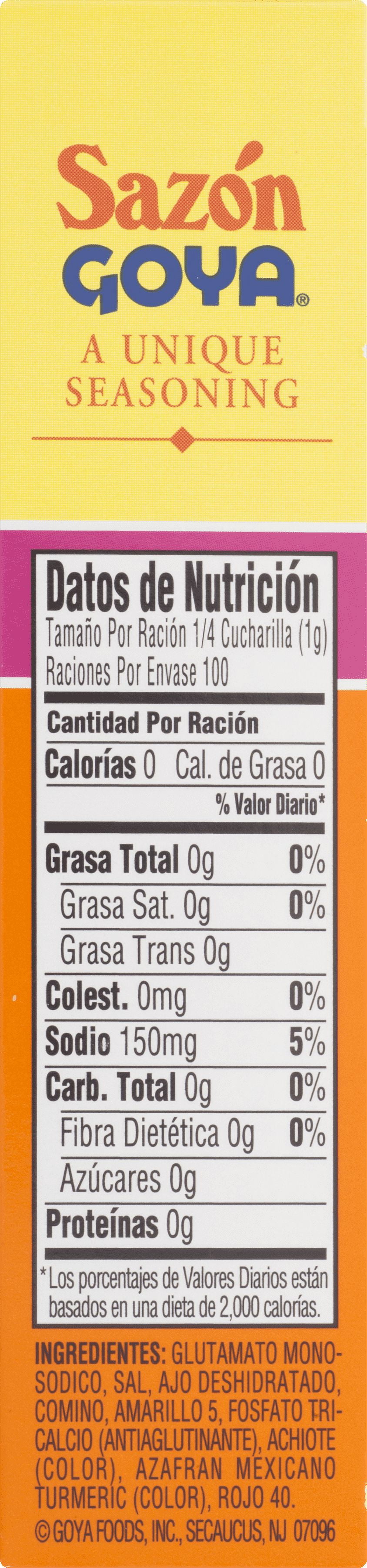 Goya Sazon Con Azafran Seasoning, Authentic Latin Flavor Blend (3.52 oz) 6tp2b