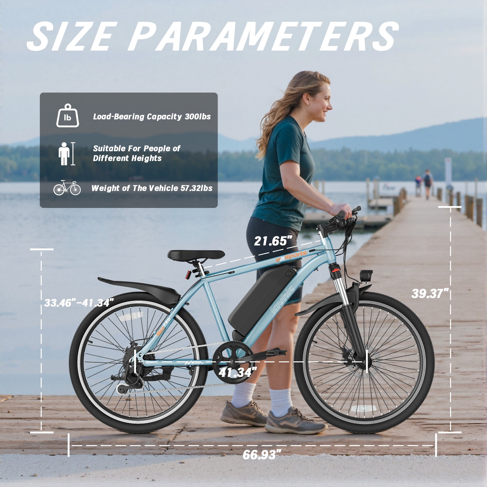 Joyhis Electric Mountain Bike for Adults, 500W Motor 22MPH Commuter E-Bike (Blue, 26 in) 9wqqo