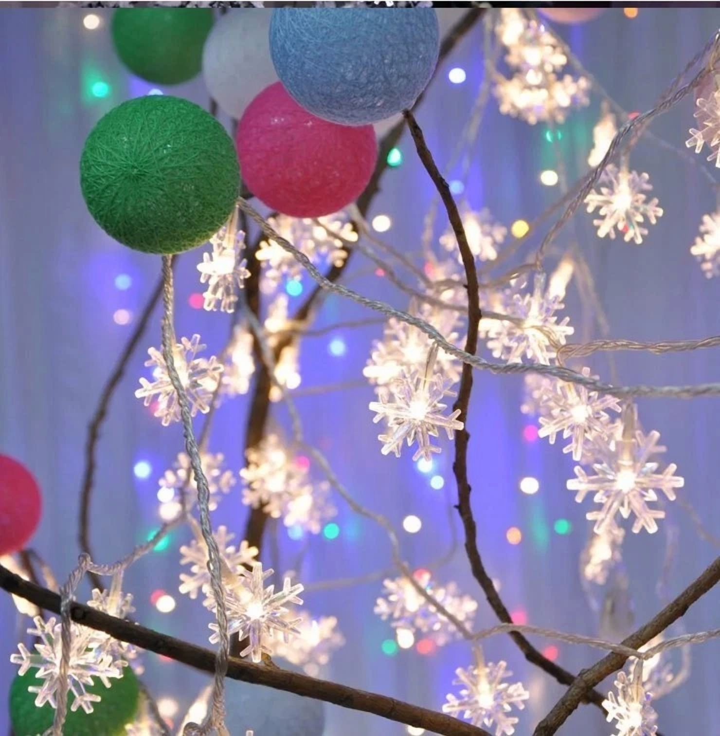 VAULT Snowflake Christmas LED String Lights Garland (Warm White, 10 ft) ikvd0