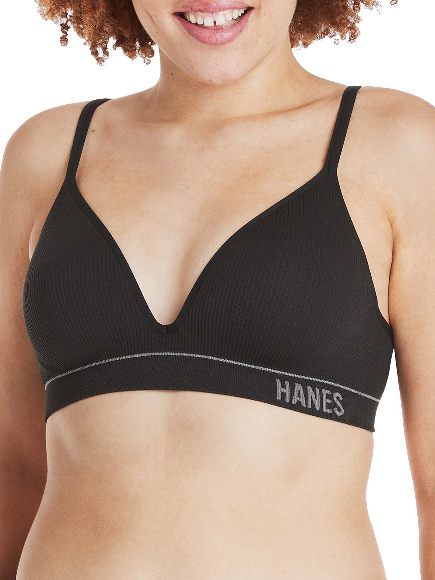 Hanes Originals Women's Rib Contour Wirefree Bra (Black, Medium) tgpf0