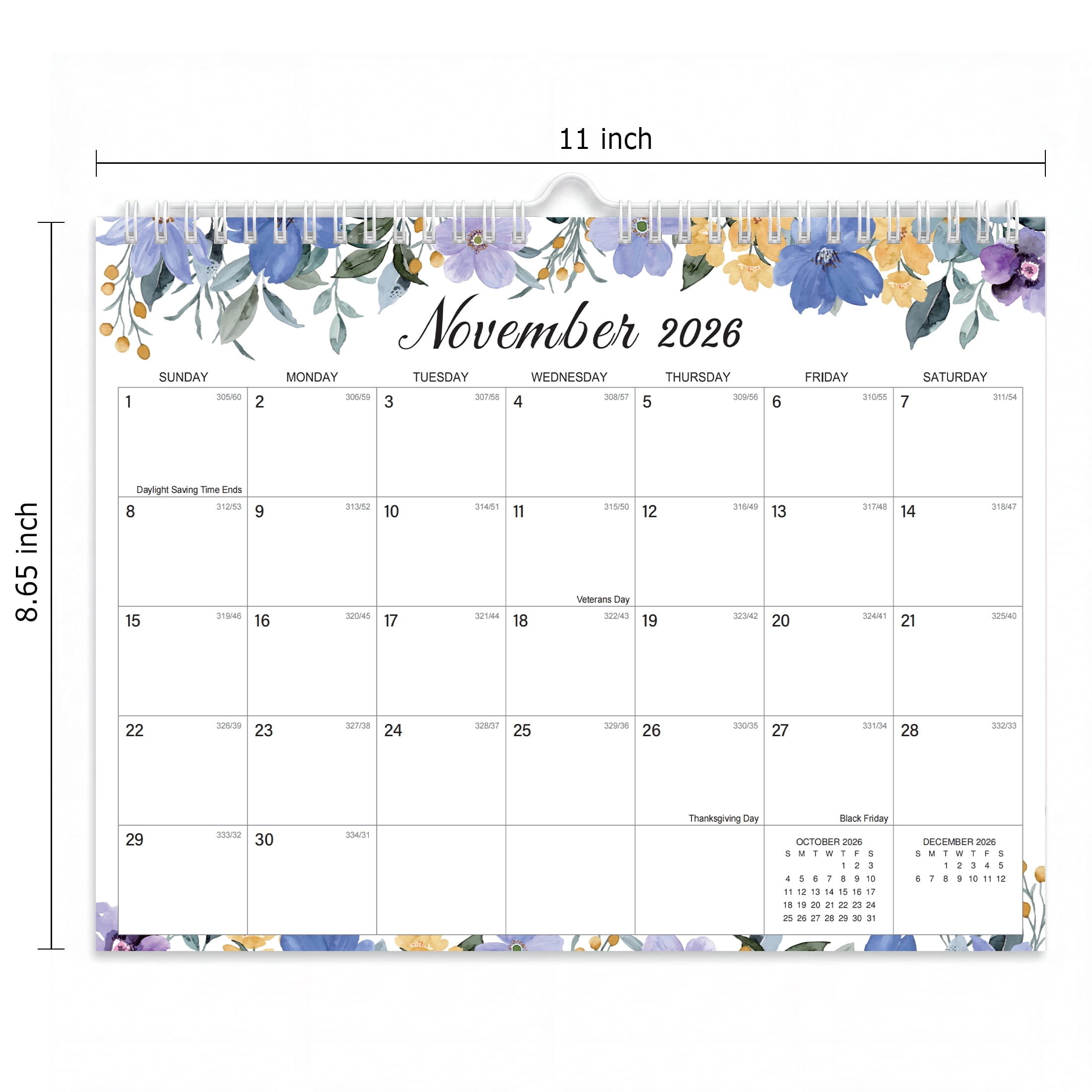ViVin Monthly Wall Calendar, 18-Month Planner with Floral Designs (8.5 in x 11 in) 3t22o