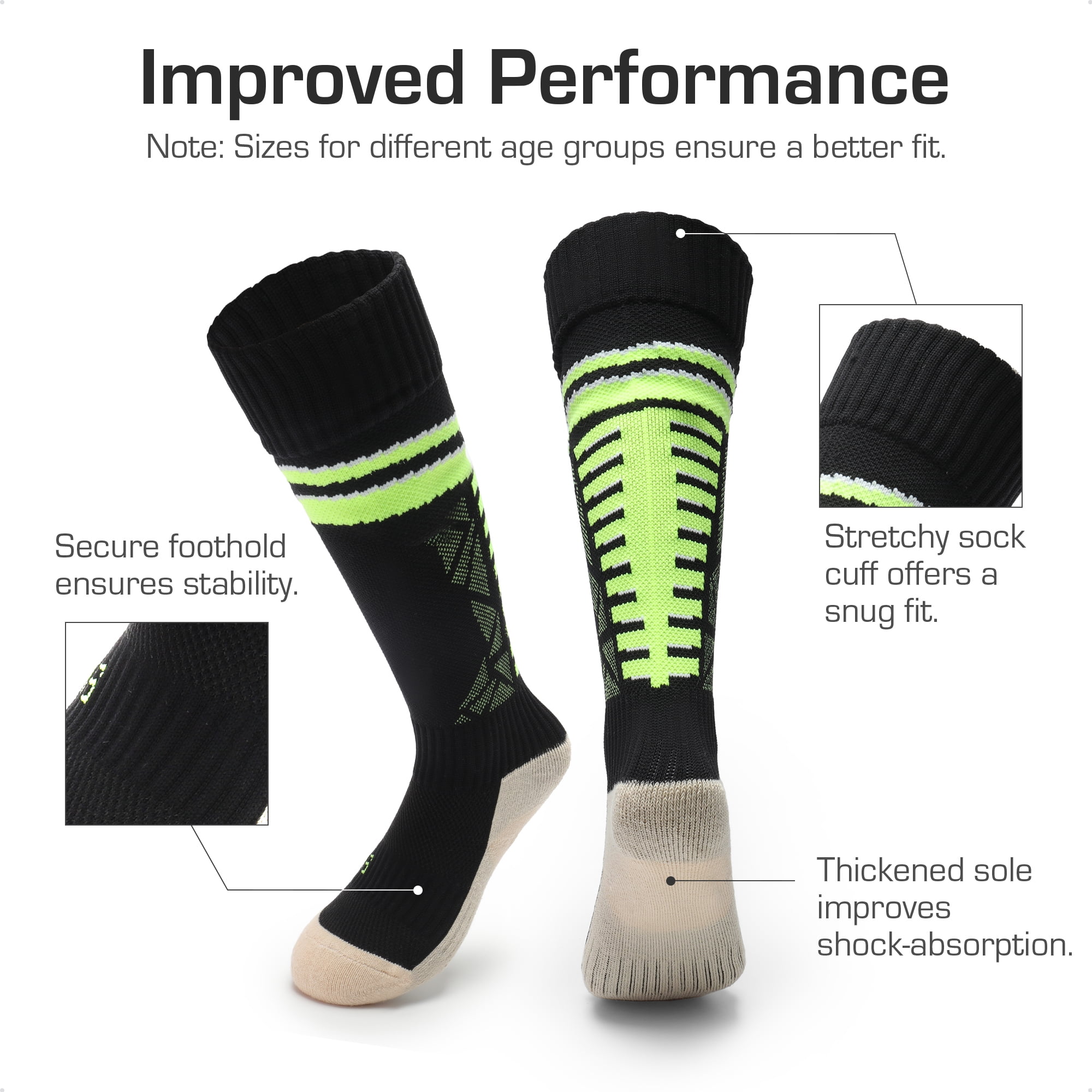 Dream Pairs Kids Soccer Cleats with Socks Firm Ground Athletic Football Shoes (Green, 4 US Big Kid) vum8m