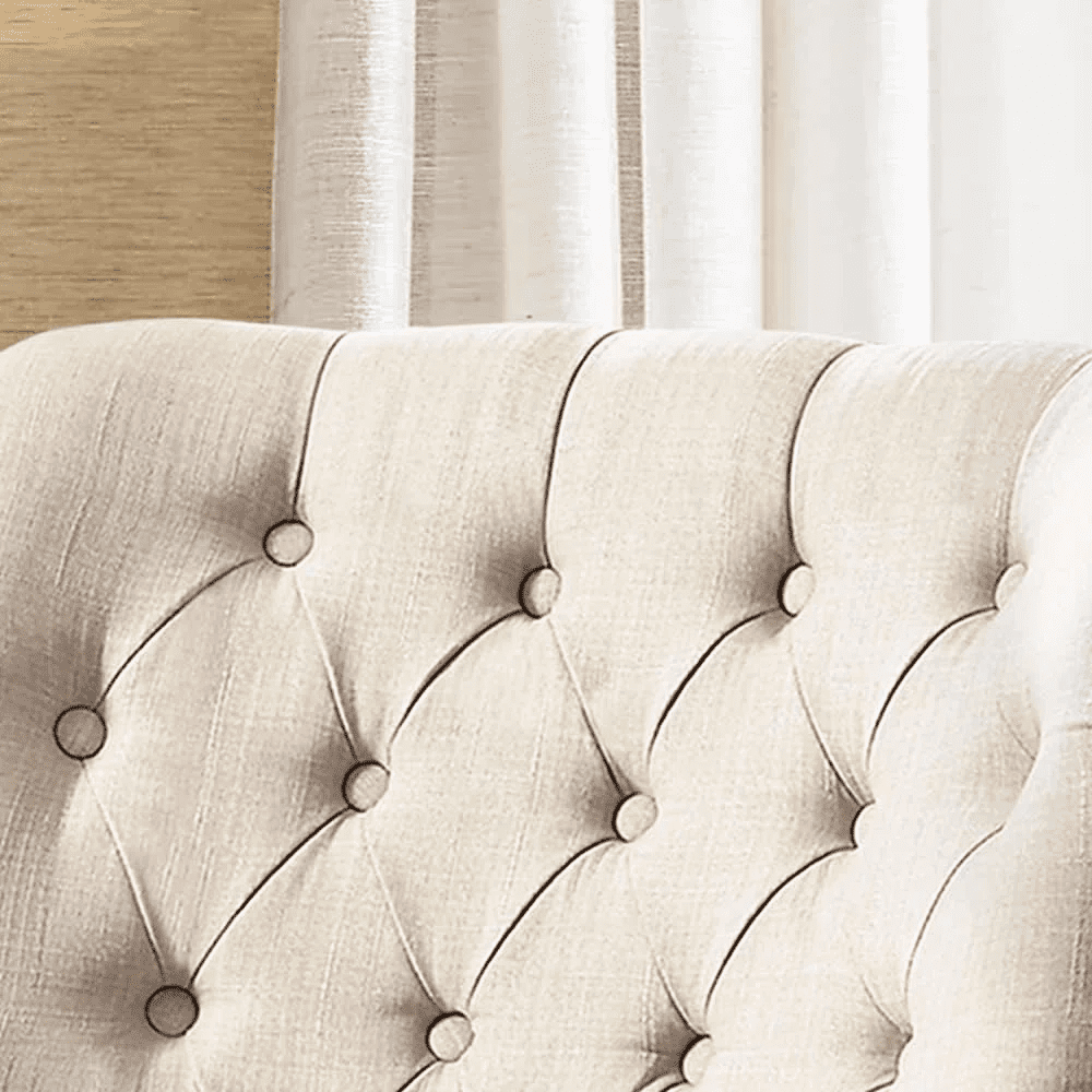 Shengchao Trade Velvet Upholstered Club Chair, Tufted Wingback Barrel Accent Chair with Nailhead Trim (Beige, 34.5 in H) 6a68i