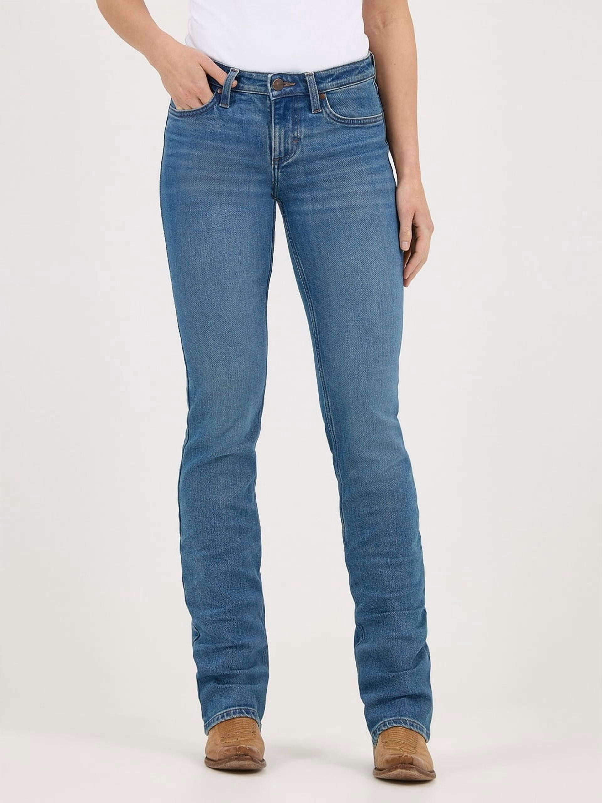 Wrangler Dahlia Mae Mid Rise Bootcut Jeans (Tan, 28 in Waist) v9t4k