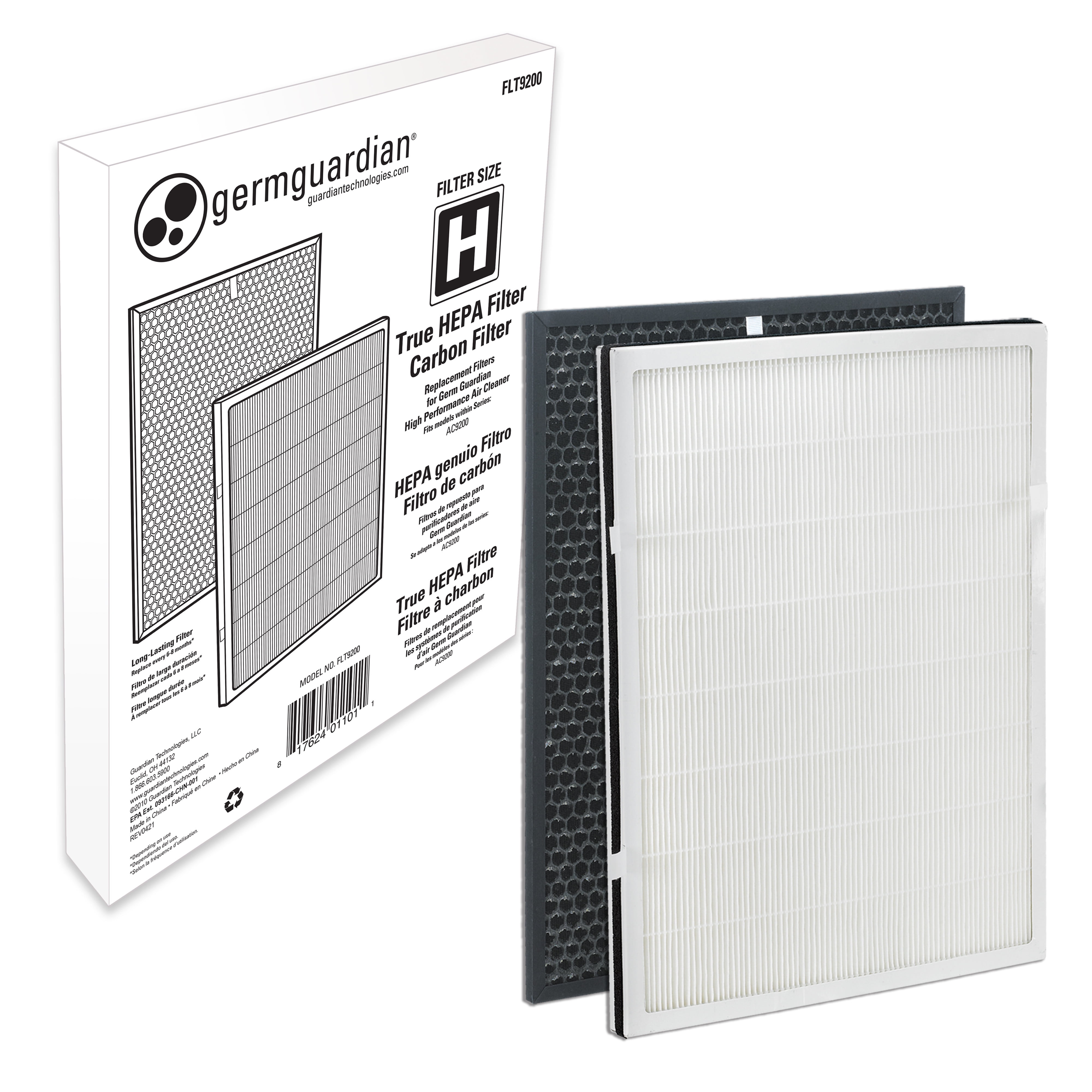 GermGuardian Air Purifier with True HEPA Filter and UV-C Light for Large Rooms (White, 1620 sq. ft.) mfeeh