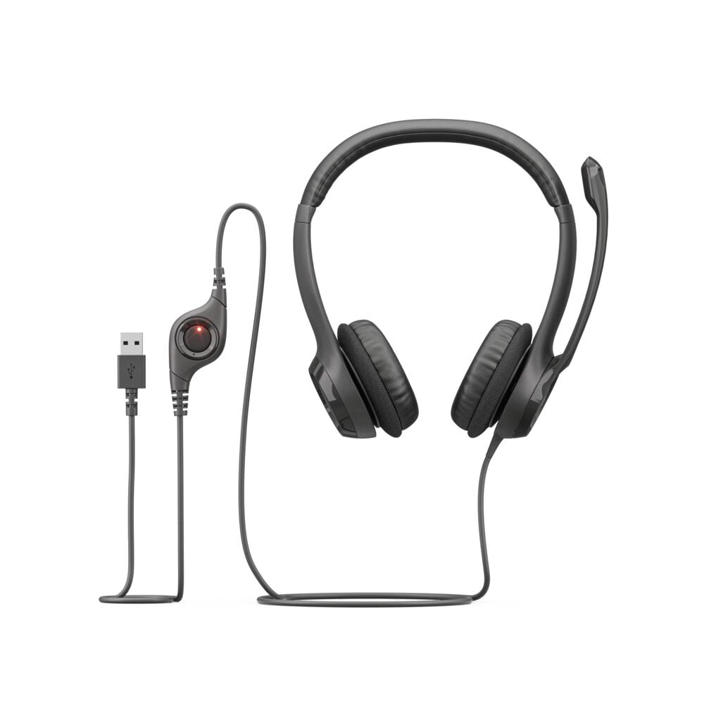 Logitech H390 Wired USB Headset with Noise-Cancelling Microphone and In-Line Controls (Black, 6.23 ft Cable) 1s6g6