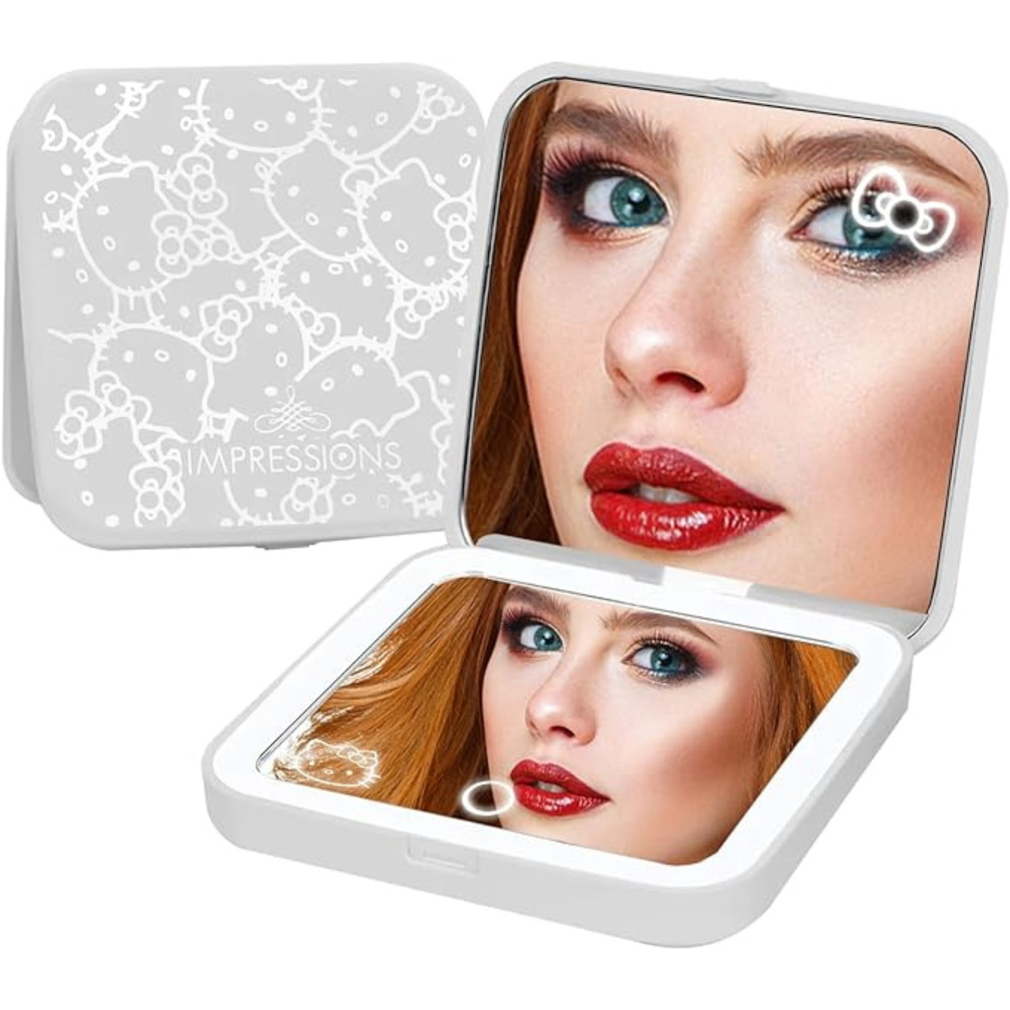 Impressions Vanity Hello Kitty LED Compact Mirror with 2X Magnification (White, 3.5 in) 5w8zx