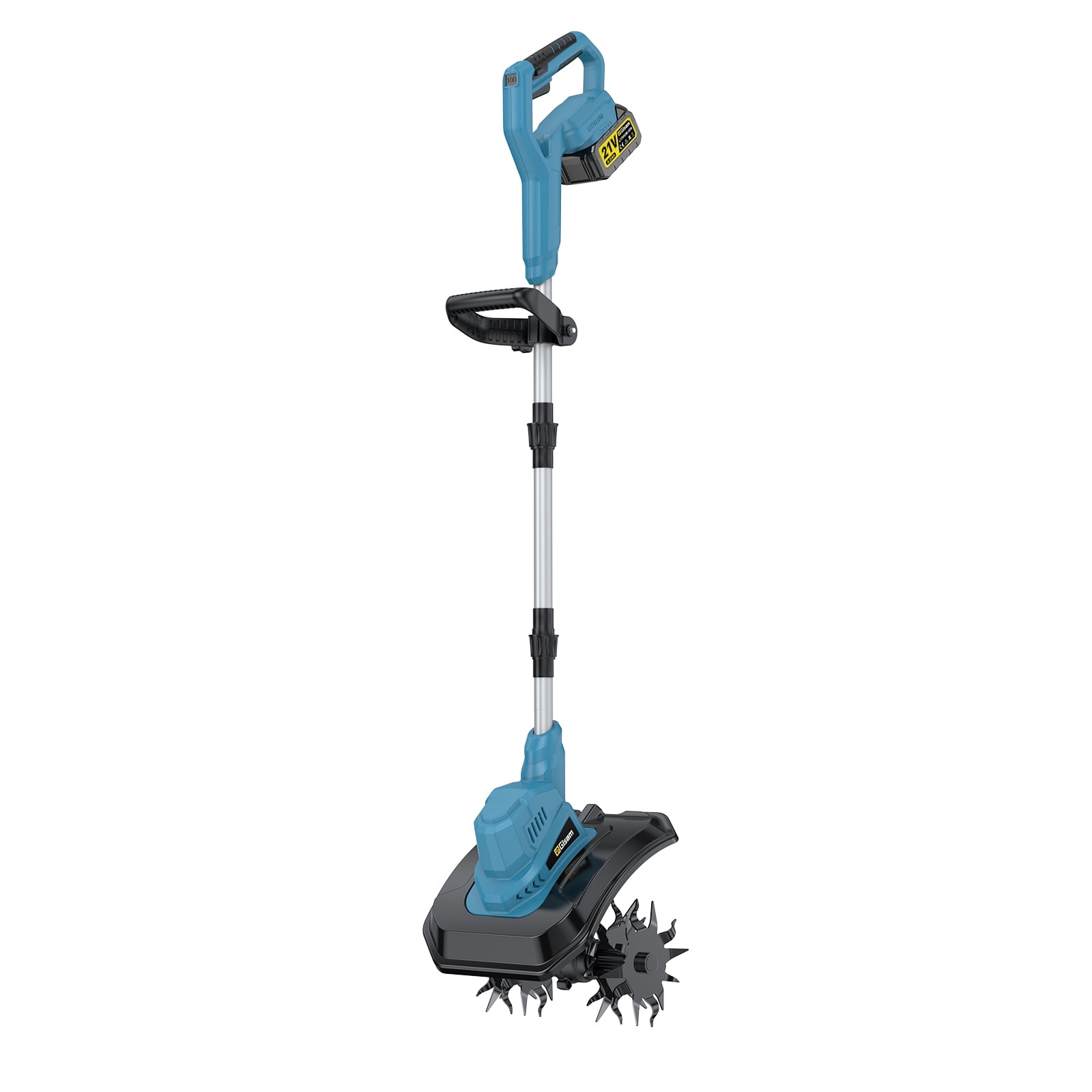 Gisam Cordless Electric Tiller Cultivator, High-Efficiency Garden Rototiller with Dual 4.0Ah Batteries, Adjustable Foldable Handle (9 in Width, 8.3 in Depth) k5ddl