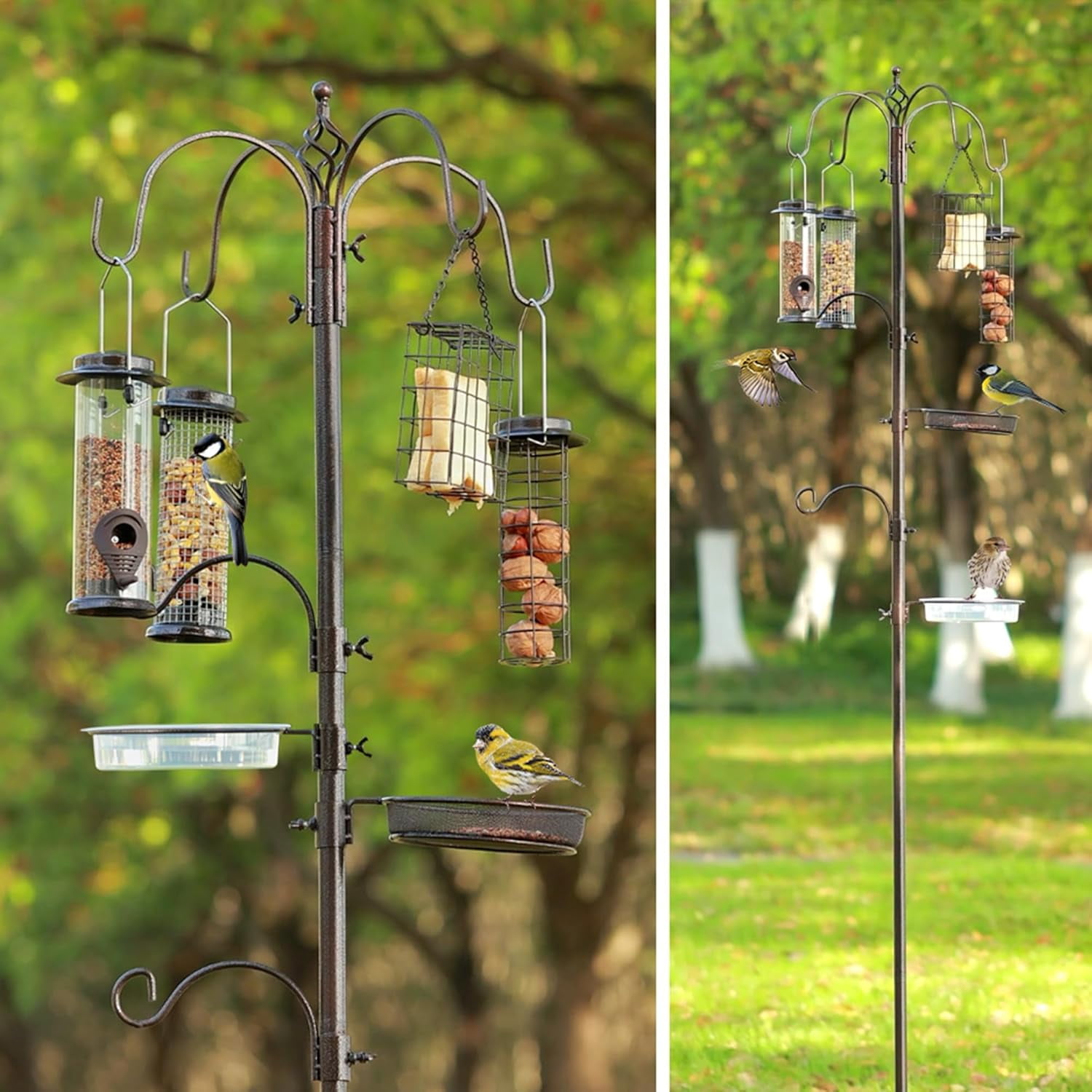 Urban Deco Bird Feeding Station Kit with 6 Hanging Hooks and Bird Bath (Black, 88.6 in) ncchl