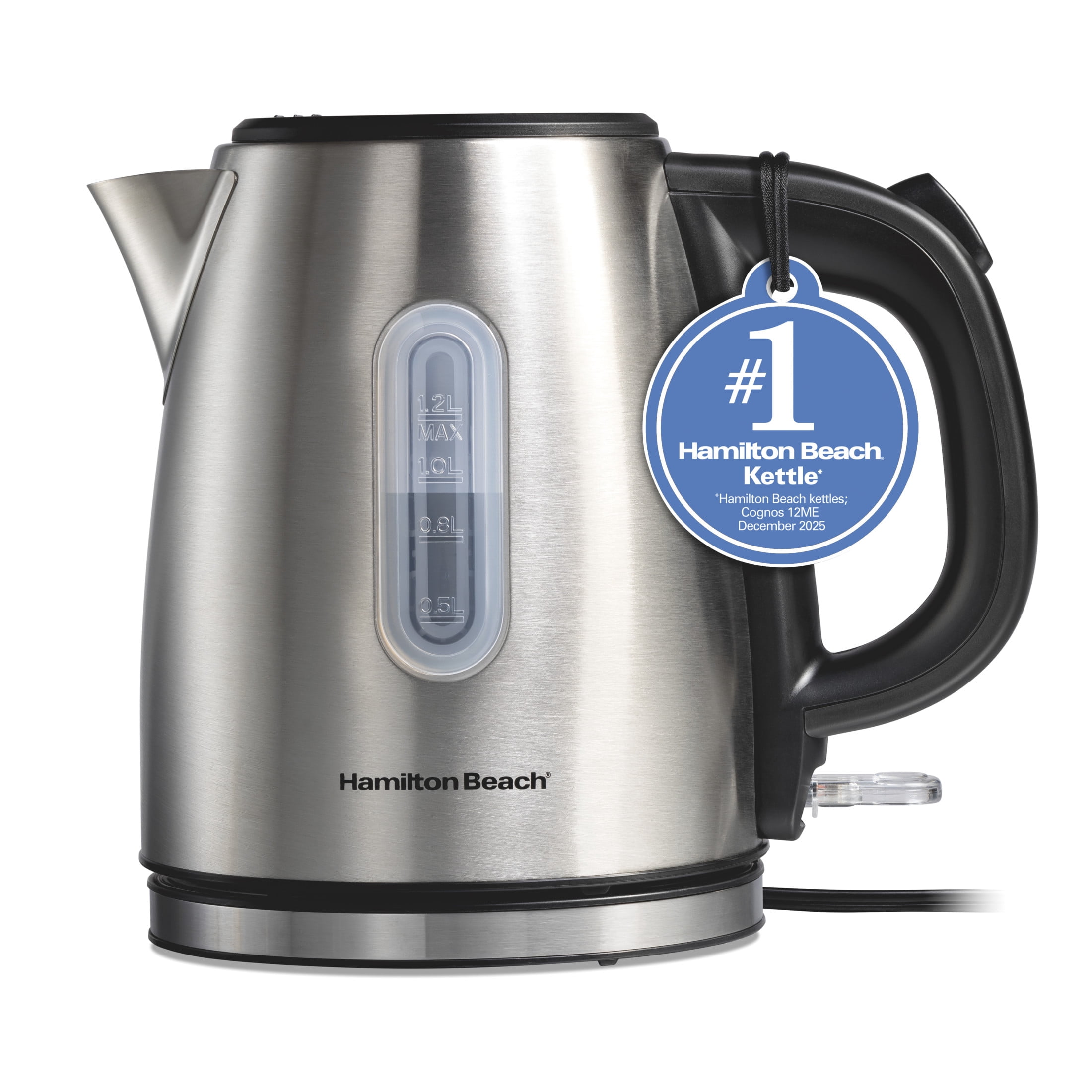 Hamilton Beach Electric Kettle, Stainless Steel Tea and Water Boiler, Ultra-Fast Heating with Auto Shutoff (Silver, 40 fl oz) 585bn