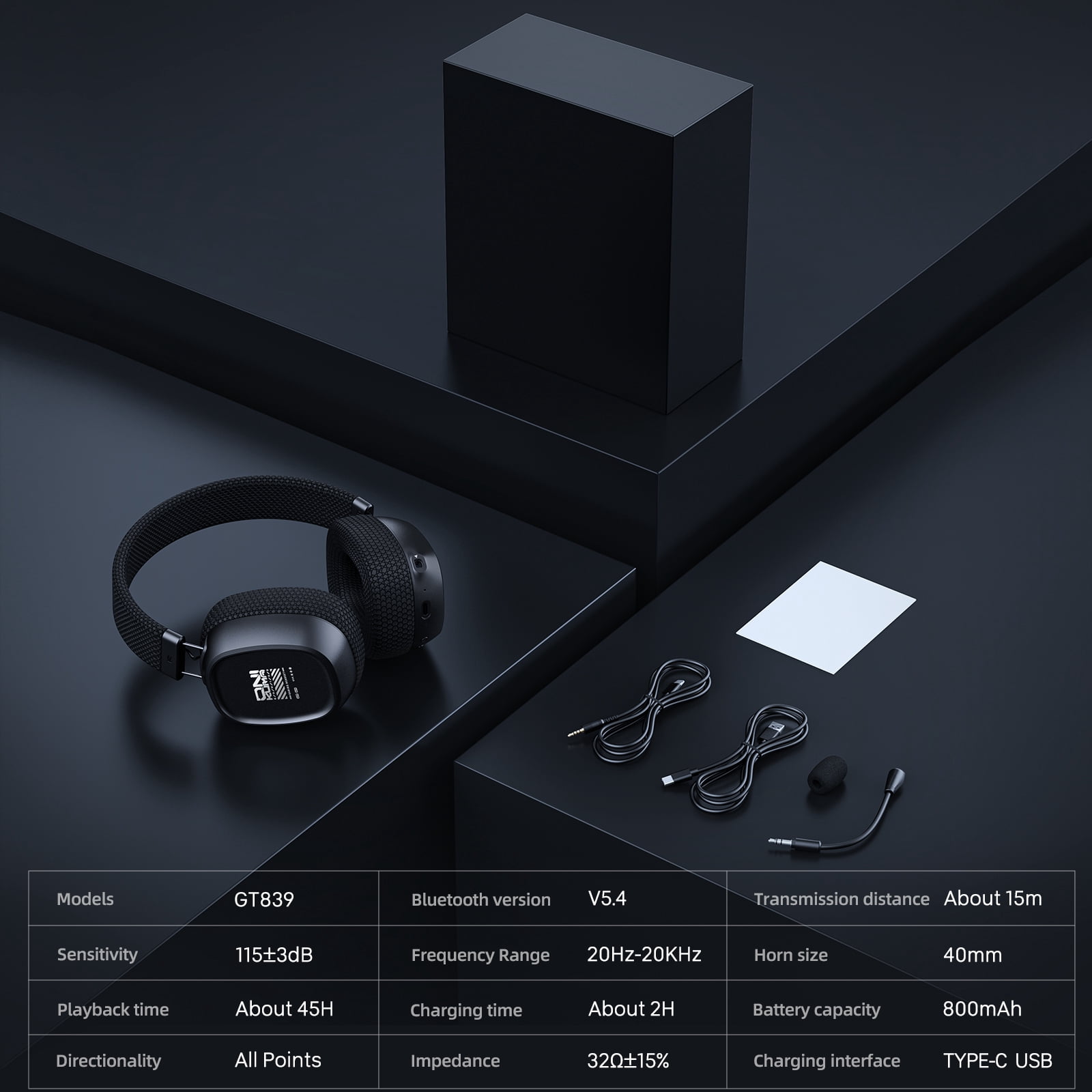 UVQYC Wireless Gaming Headset, 2.4G Bluetooth Surround Sound Headphones with Detachable Noise Canceling Mic (Black, 6.2 oz) dor9r