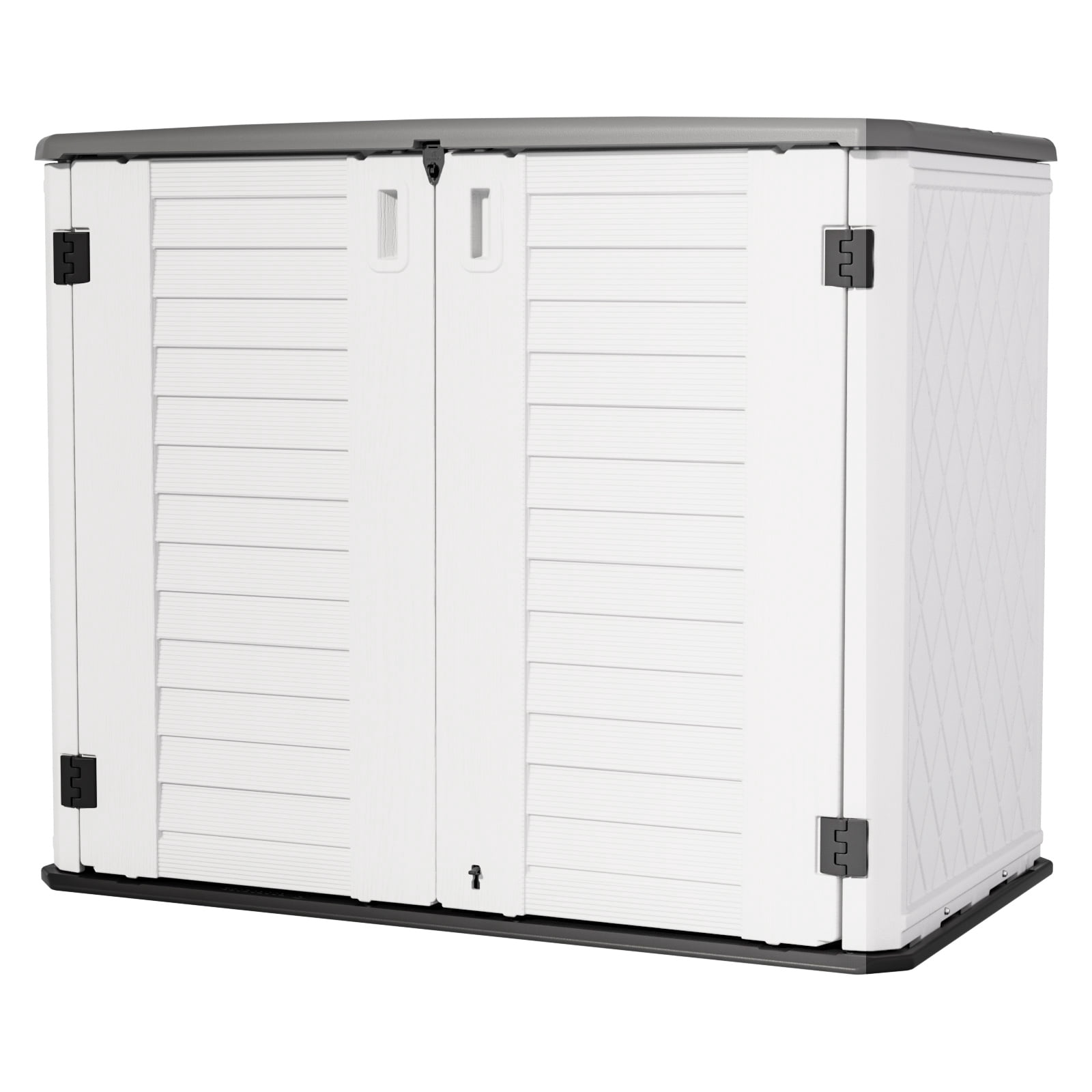 Ledmomo Outdoor Garden Storage Box, Weatherproof Resin Cabinet for Patio and Backyard (White, 34 cu ft) 9f40g