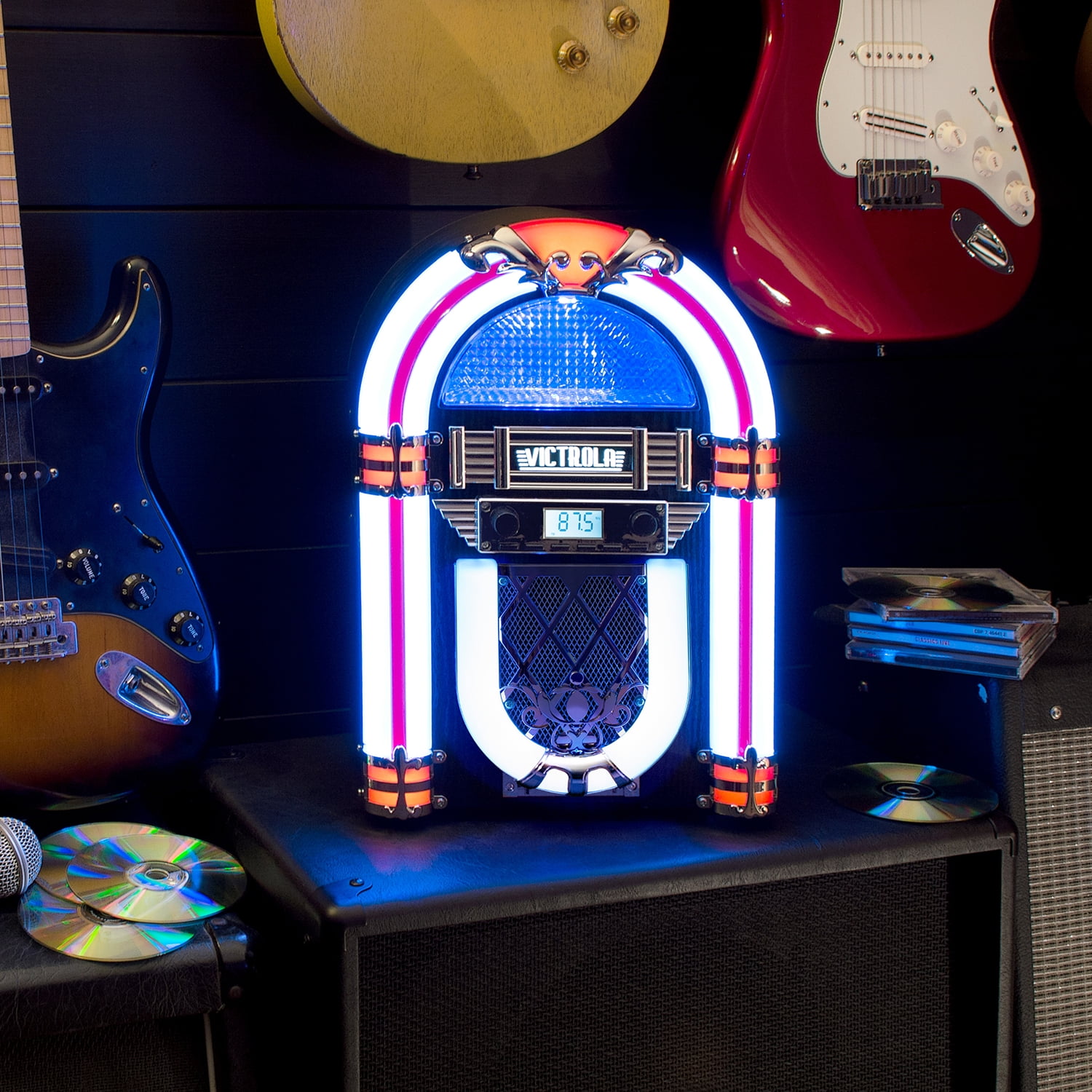 Innovative Technology Nostalgic Bluetooth Jukebox with LED Lighting (Silver) yktns