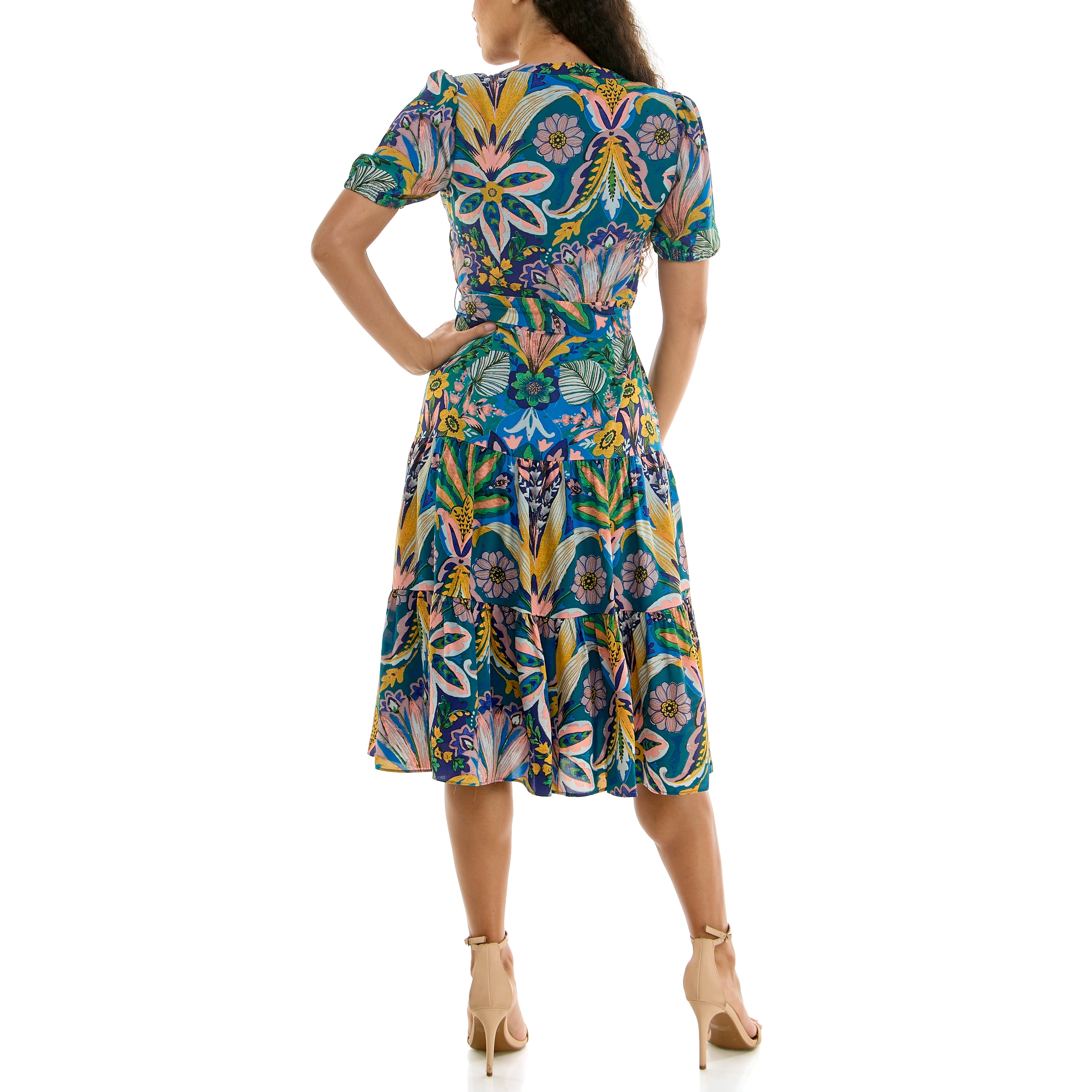 Nanette Lepore Womens Tie Waist Shirtdress Elegant Tiered Hem (Blue, L) 2f0lk