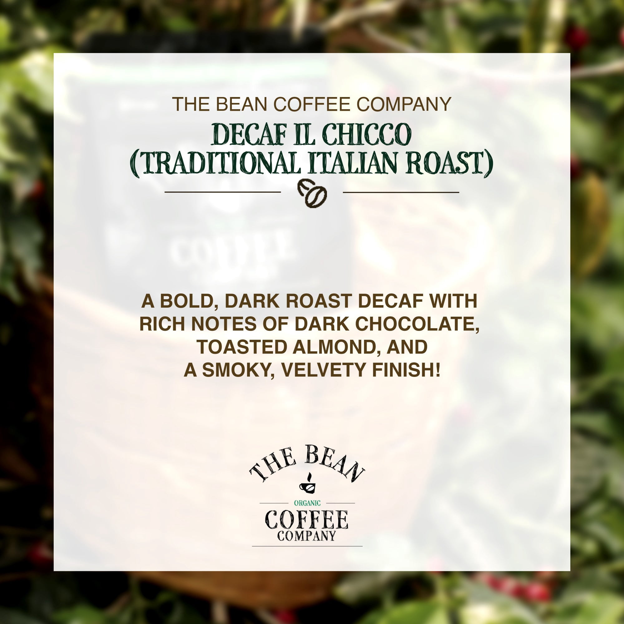 The Bean Organic Coffee Company Water Processed Decaf IL Chicco Dark Roast Ground Coffee (5 lb) ffuwq