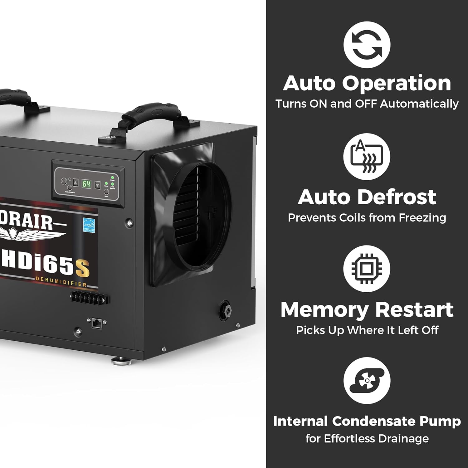 AlorAir 120 PPD Commercial Dehumidifier with Pump and Hose (Black, 1300 Sq. Ft. Coverage) oecep